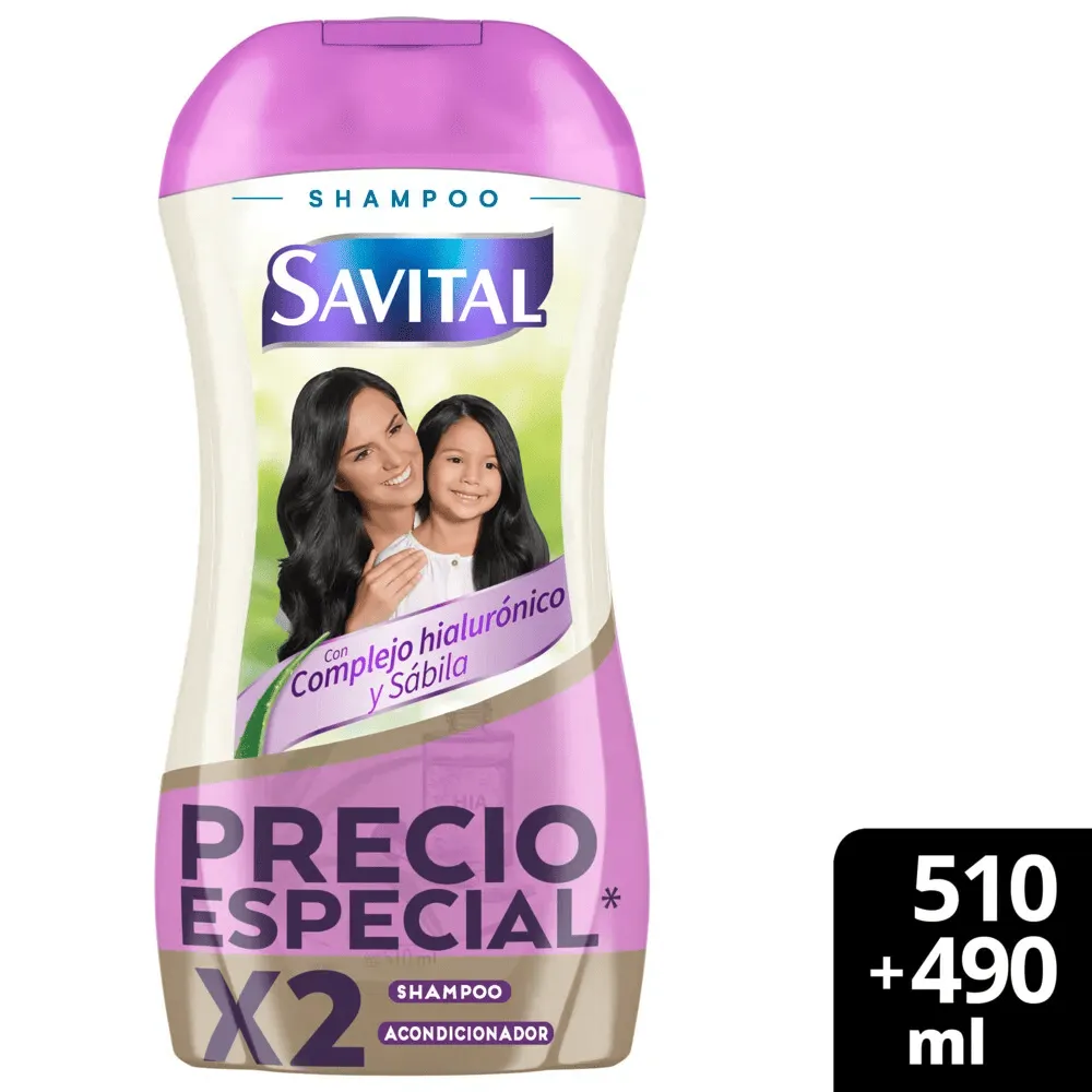 Savital Shampoo + Acondicionador Hialurónico y Sábila 510 ML + 490 Ml
