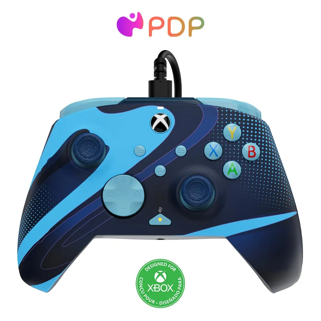 Control Xbox Con Cable Y Licencia De Microsoft Para Xbox X /S Y Pc,  Color Marea Azul (brilla en la oscuridad)
