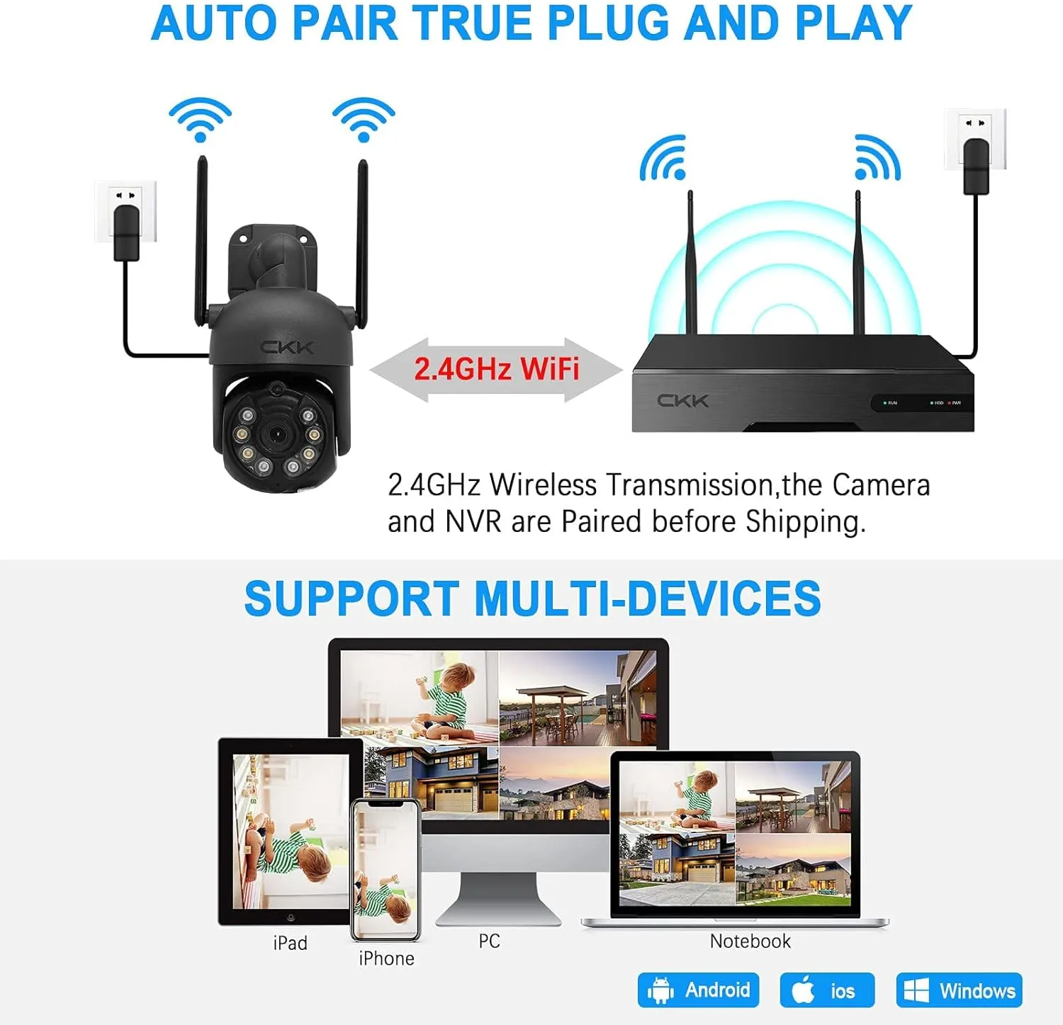 Kit 4 Camaras Seguridad  Resolución 1080p Dvr + 4 Cámaras 3Mp Para Exteriores E Interiores vigilancia WiFi  Alarma De Sirena y Audio De 2 Vías