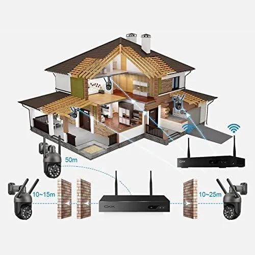 Kit 4 Camaras Seguridad  Resolución 1080p Dvr + 4 Cámaras 3Mp Para Exteriores E Interiores vigilancia WiFi  Alarma De Sirena y Audio De 2 Vías