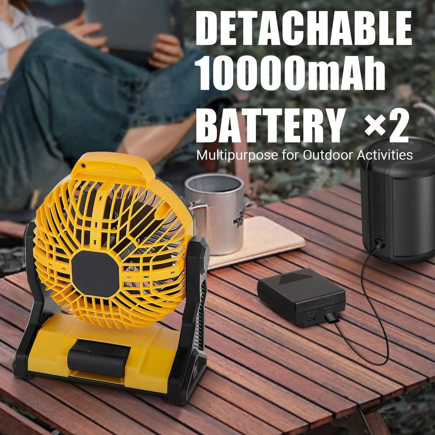 Ventilador Portátil Desmontable De 20000 mAh Funciona Como Batería Power Bank