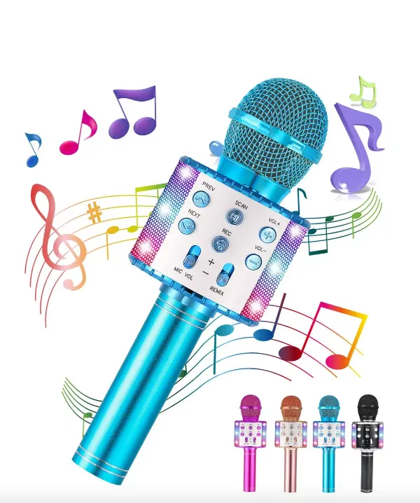 Micrófono De Karaoke Inalámbrico Bluetooth Para Niños, P. Color 3-blue Plus