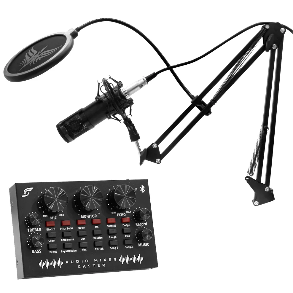 Microfono Profesional + Mixer Podcast Streaming Gaming Spread J&r Pro Mcjr009