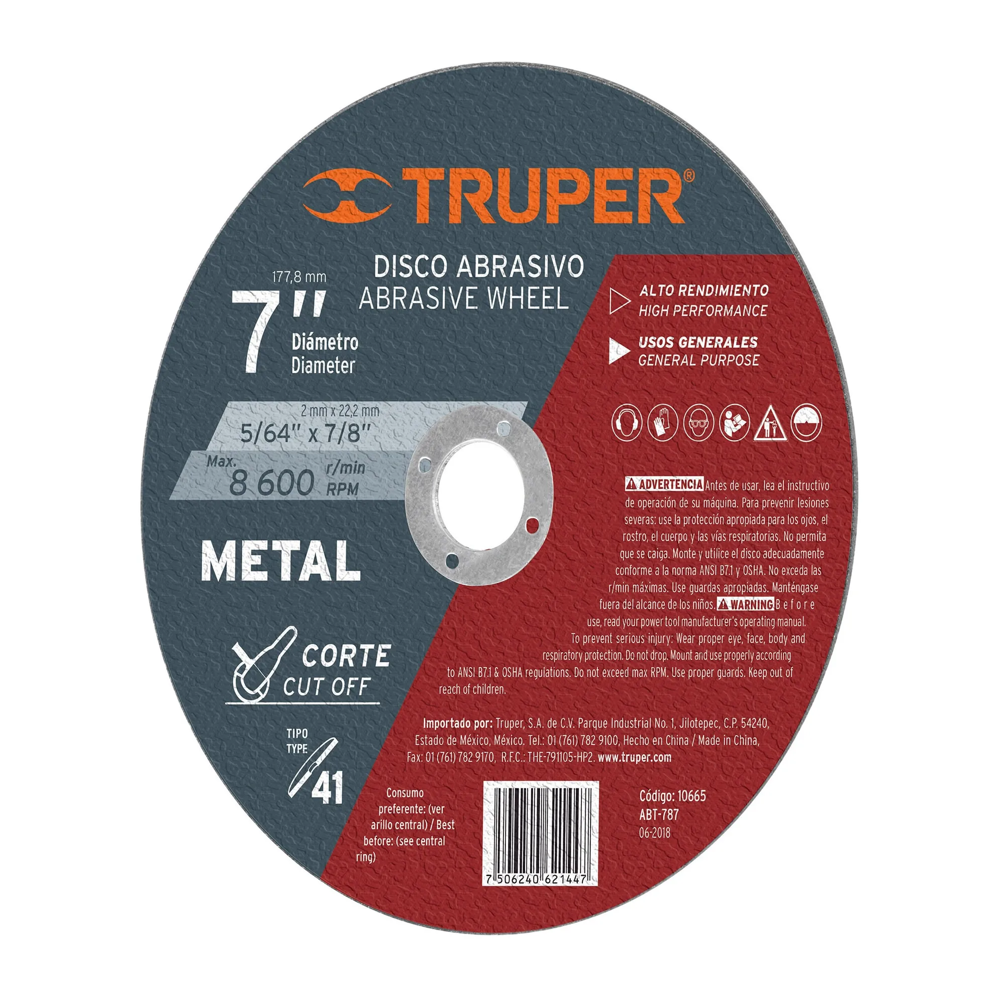 Disco Corte De Metal De 7", Uso General Truper