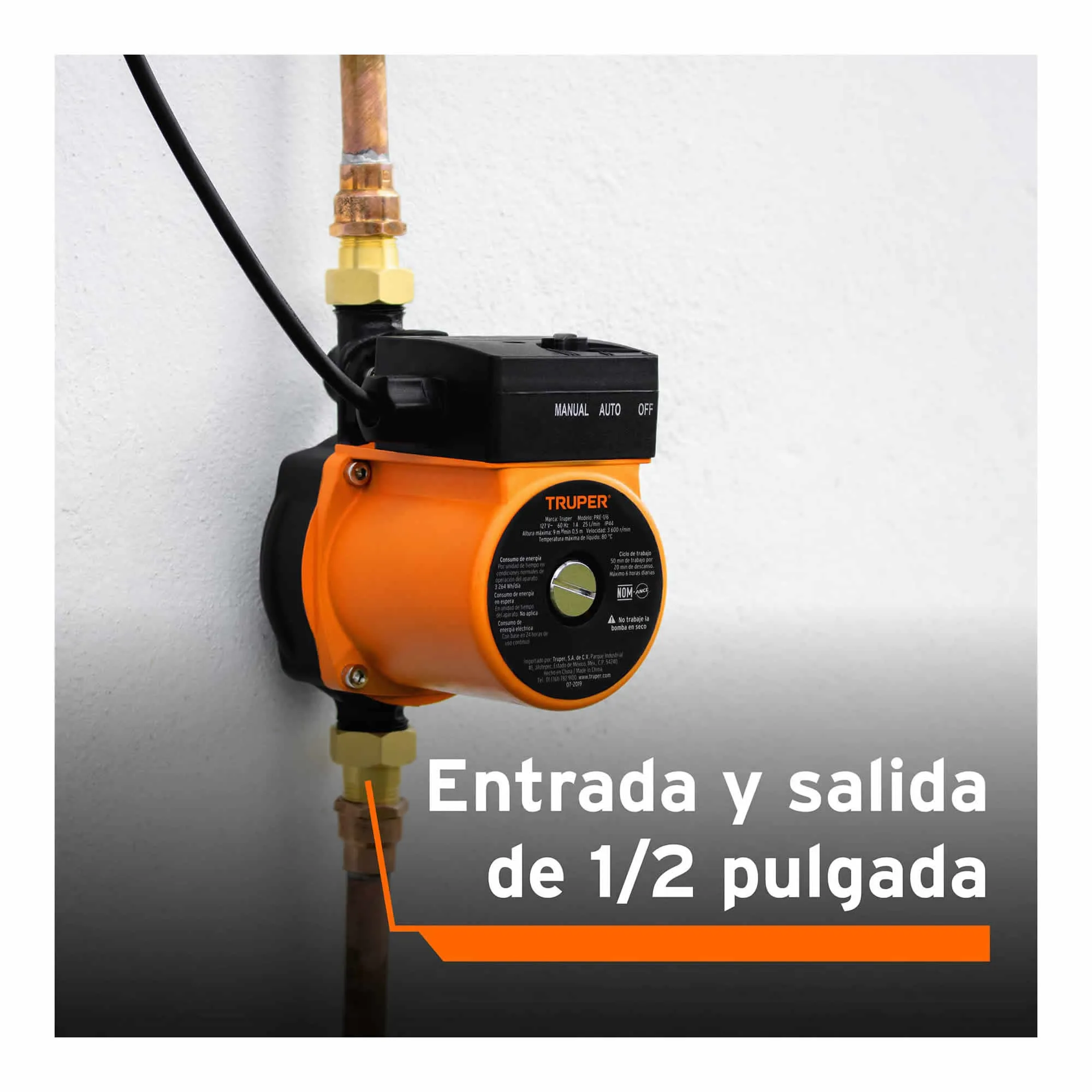 Bomba Presurizadora De Agua, 1/6 Hp, Bajo Consumo De Energía Truper