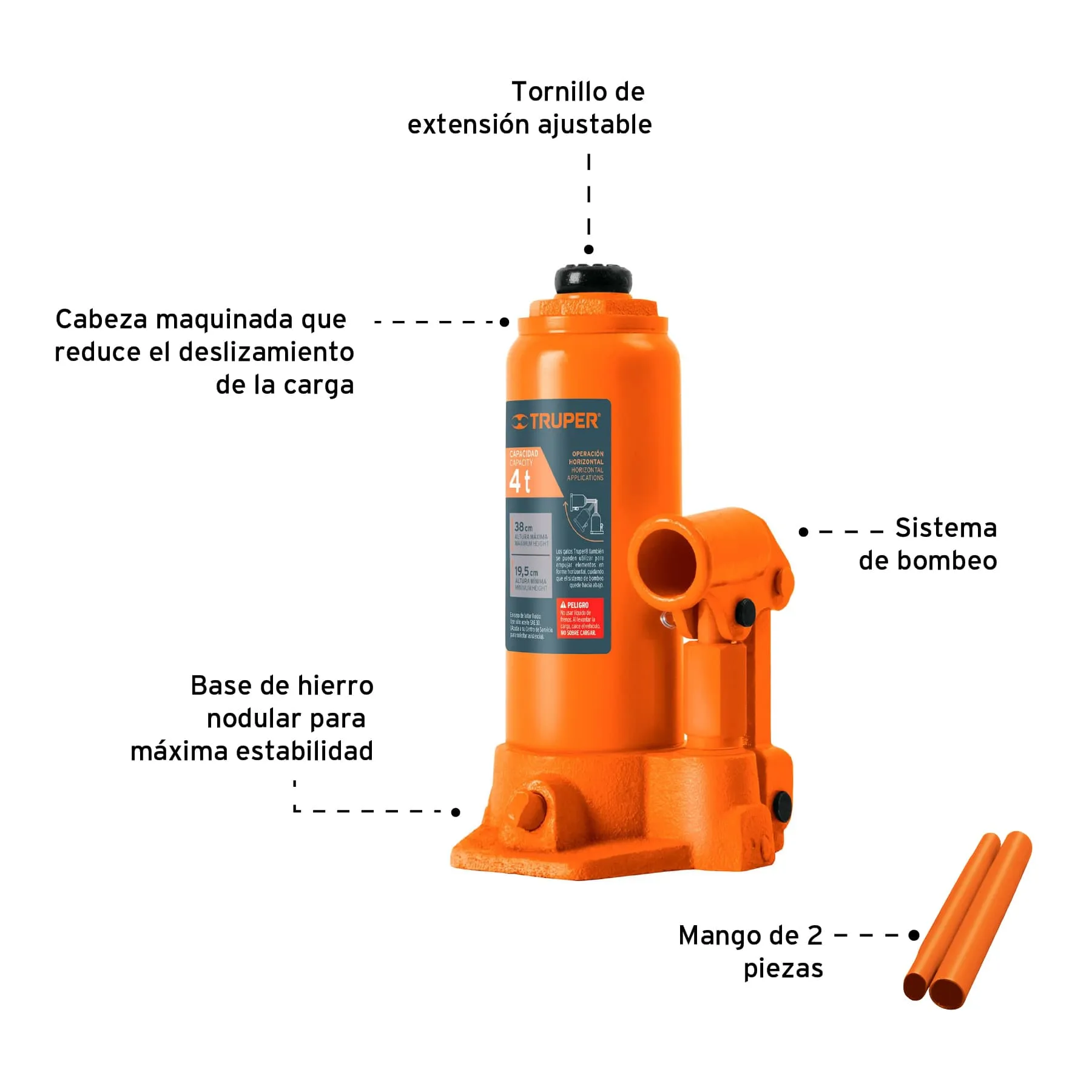 Gato Botella 4 Toneladas Para Uso Vertical Y Horizontal Truper