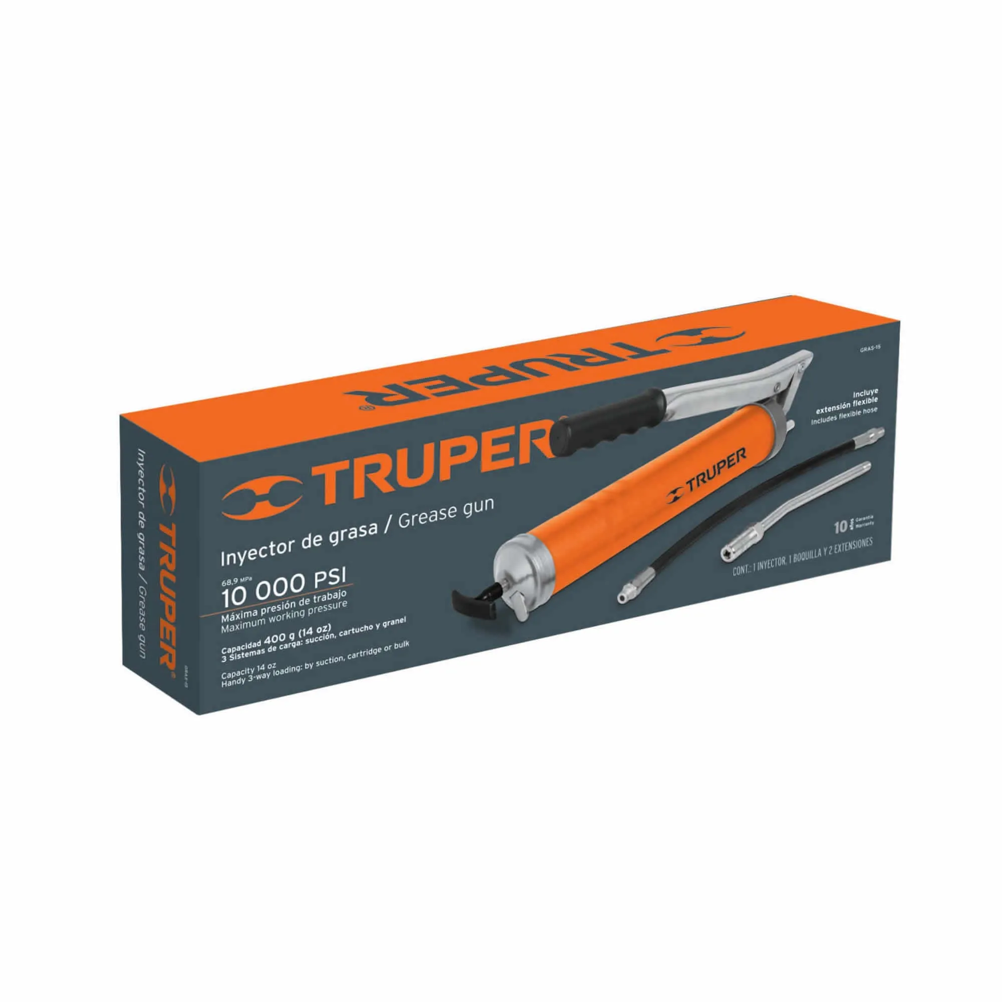 Inyector De Grasa Rígida Y Flexible De 14 Oz Y 10.000 Psi Truper