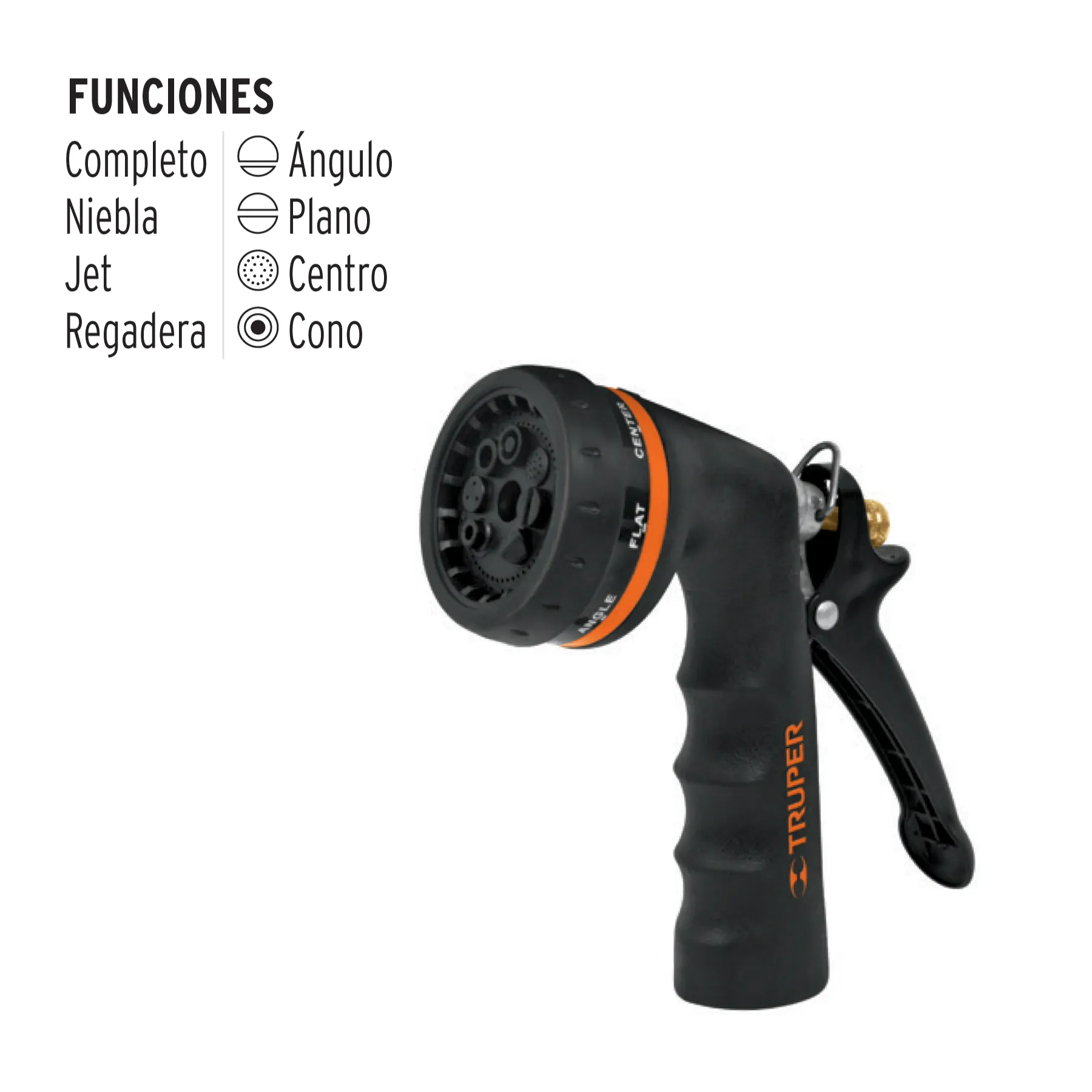 Pistola Metálica De Jardinería Profesional 8 Funciones Truper