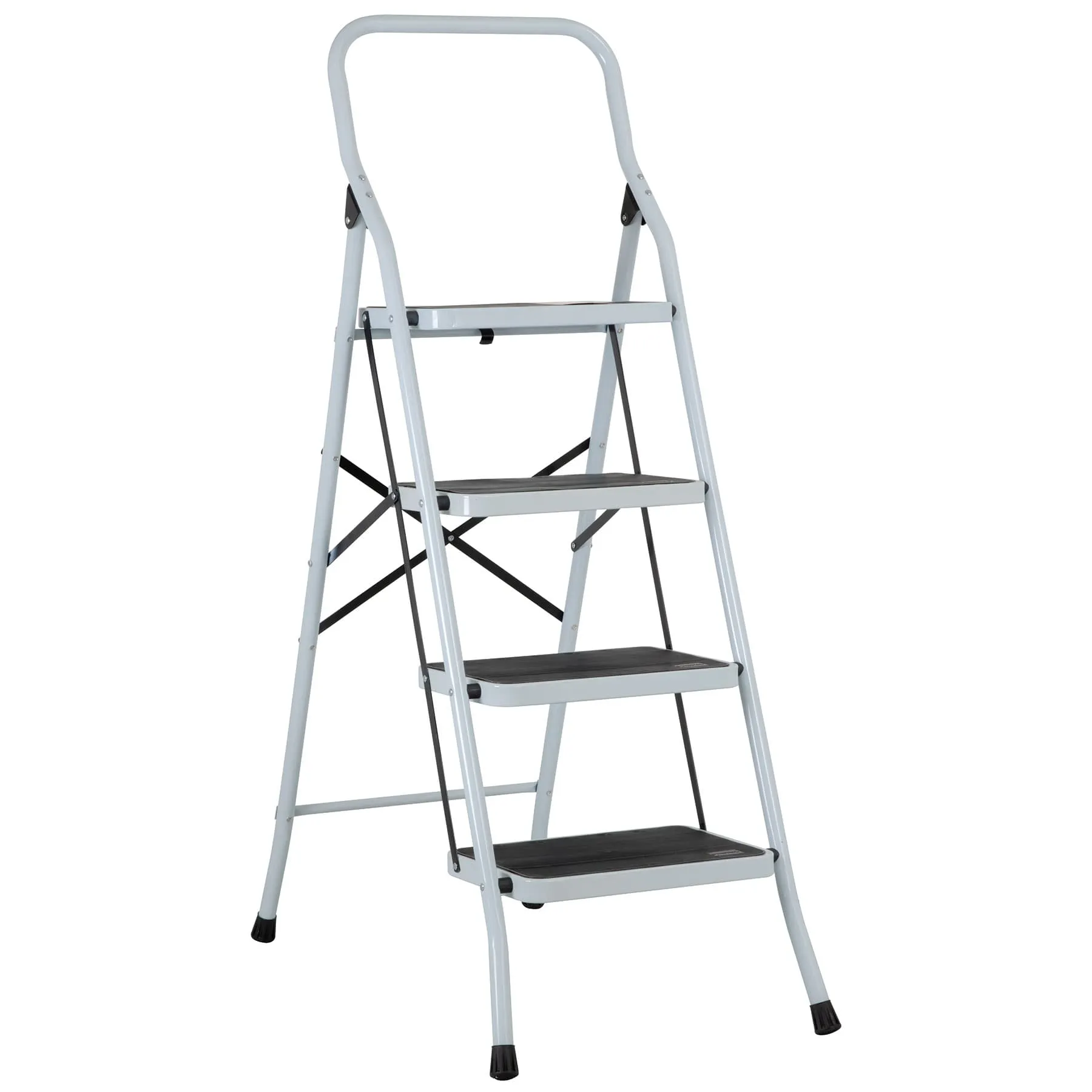 Escalera Tubular Plegable De 4 Peldaños Antideslizantes Pretul