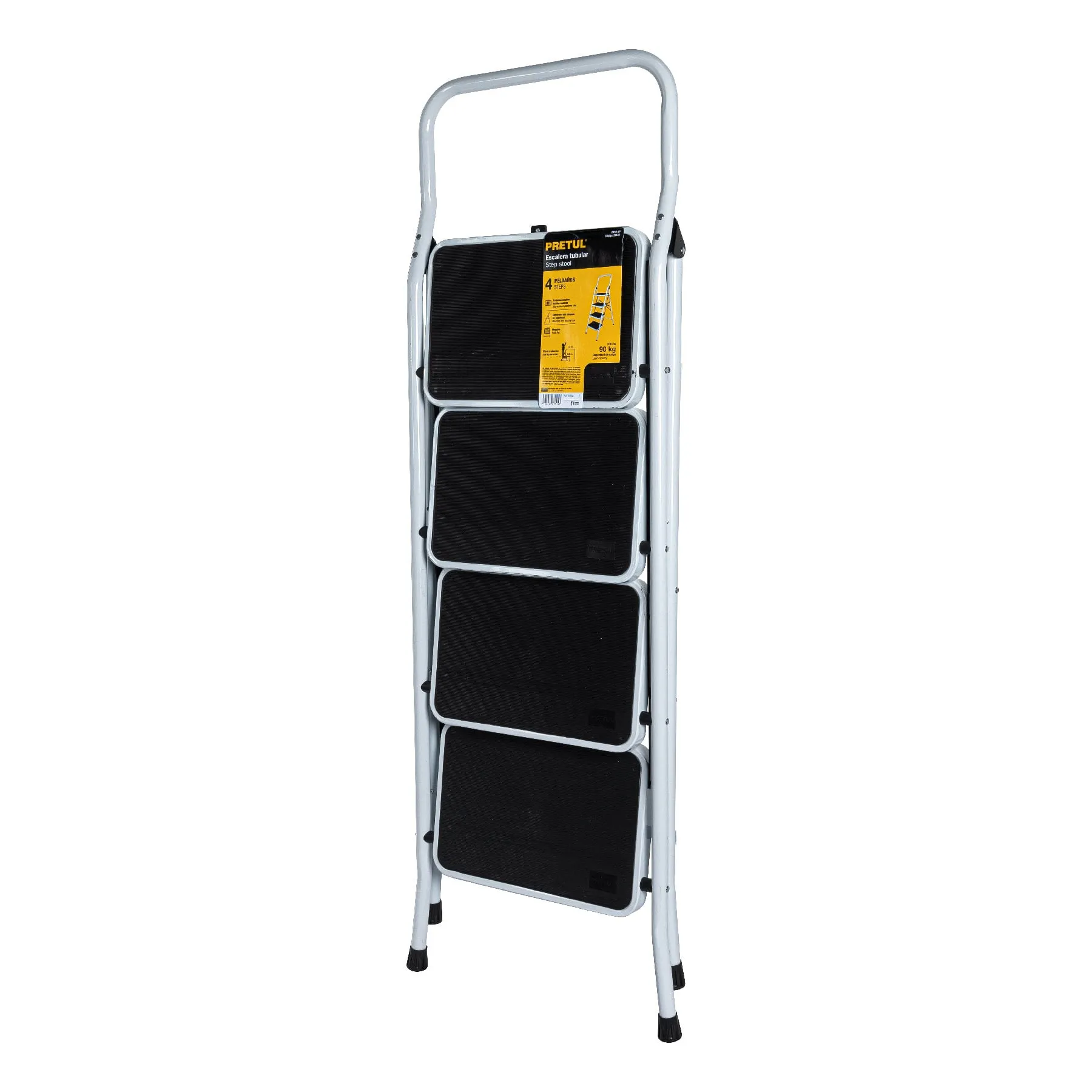 Escalera Tubular Plegable De 4 Peldaños Antideslizantes Pretul