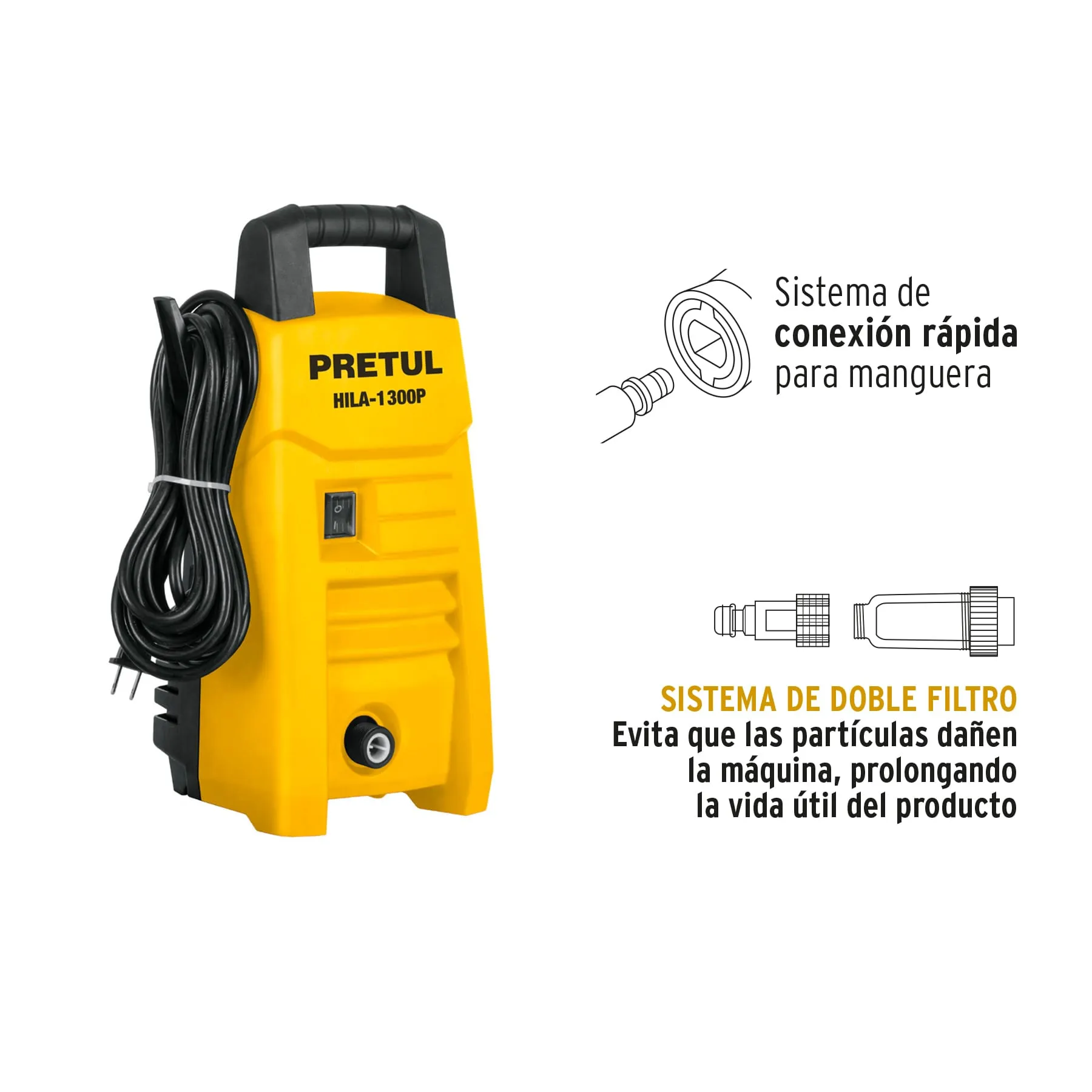 Hidrolavadora Eléctrica De 1.300 Psi, 1.200 W Con Accesorios Pretul