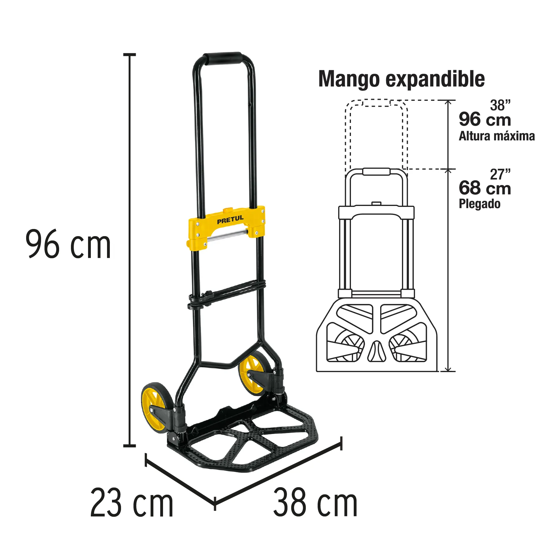 Zorra Plegable Transportadora De Objetos, Soporta 60 Kg Pretul