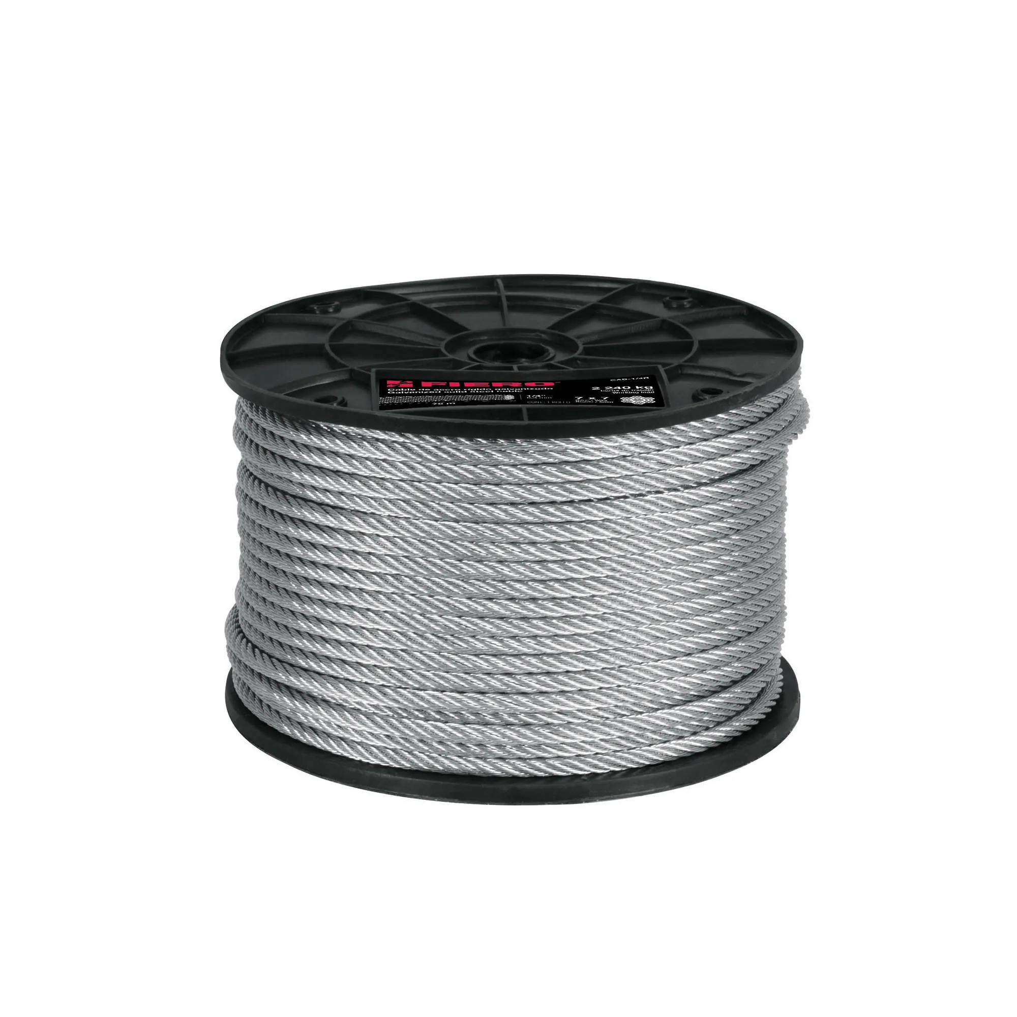 Guaya De Acero 1/16" Sin Forro De Pvc De 75 M, Carga 170 Kg Fiero