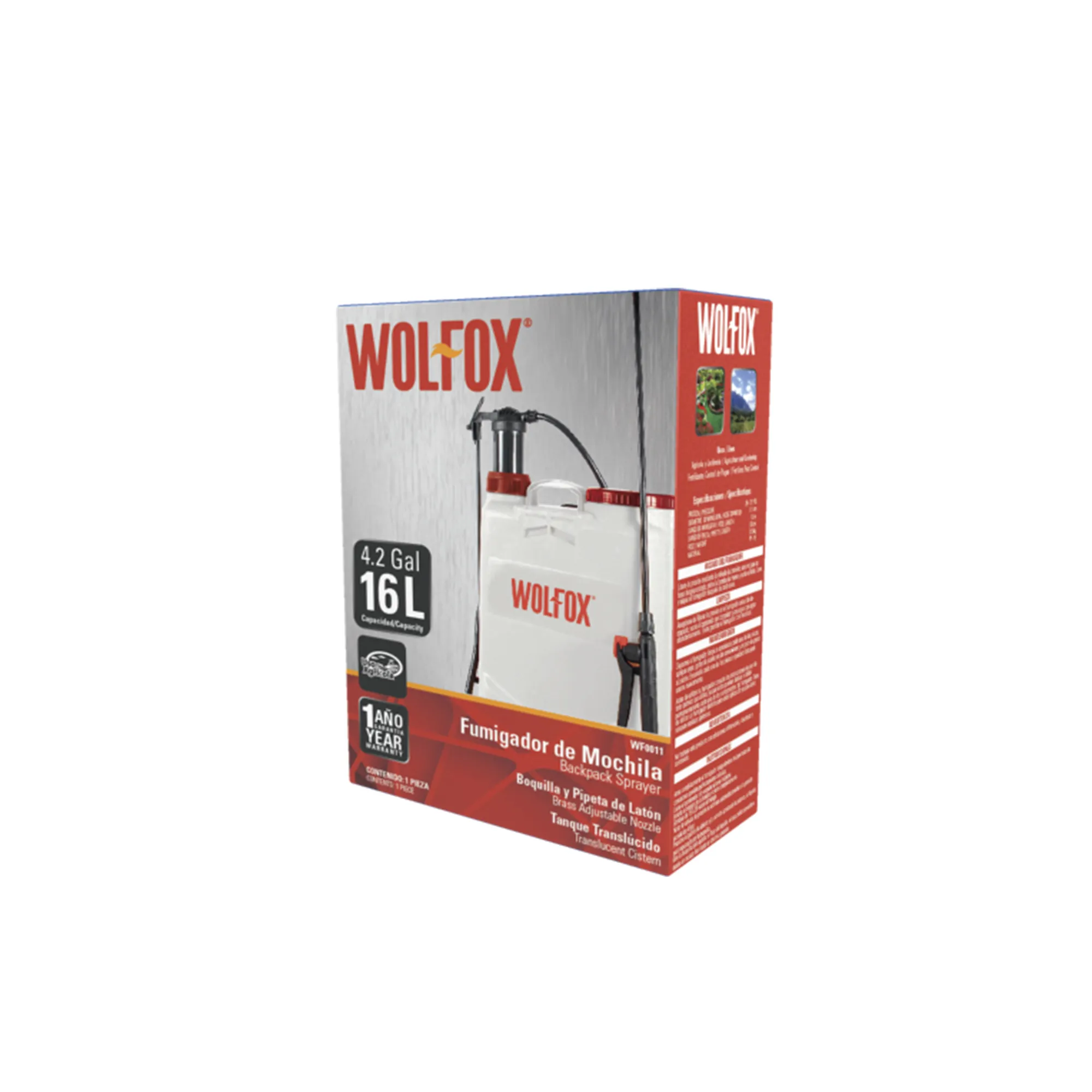 Fumigador De Mochila 16 L Wolfox 44 Psi Bombeo De Pistón