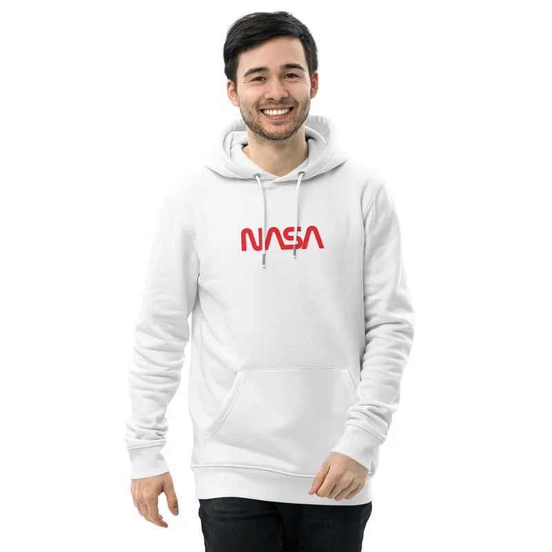 Hoodie Buzo Blanco Con Capota NASA Rojo Unisex Undertop