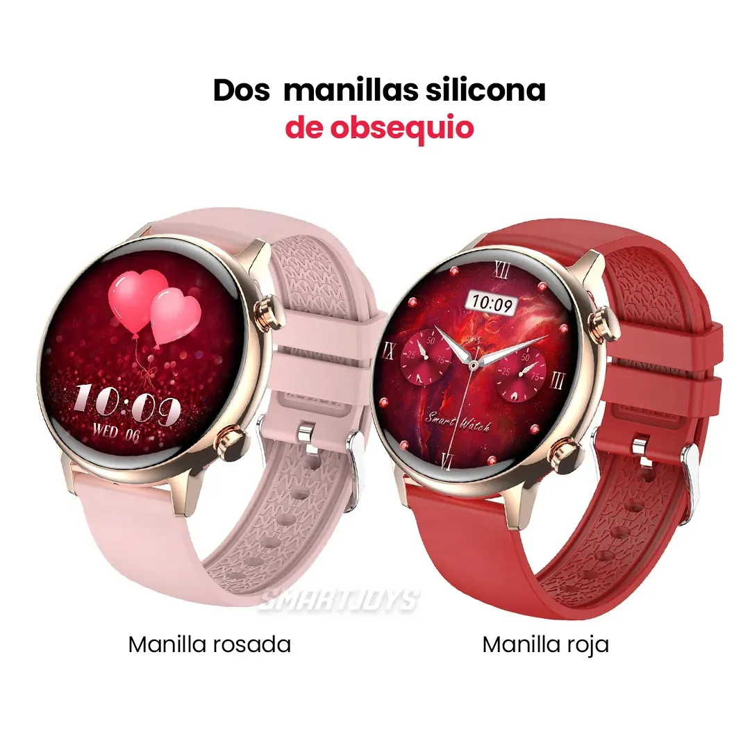 Smartwatch G-TIDE Romance + Pulsera + 3 Manillas + Asistente de Voz /Función Siri 