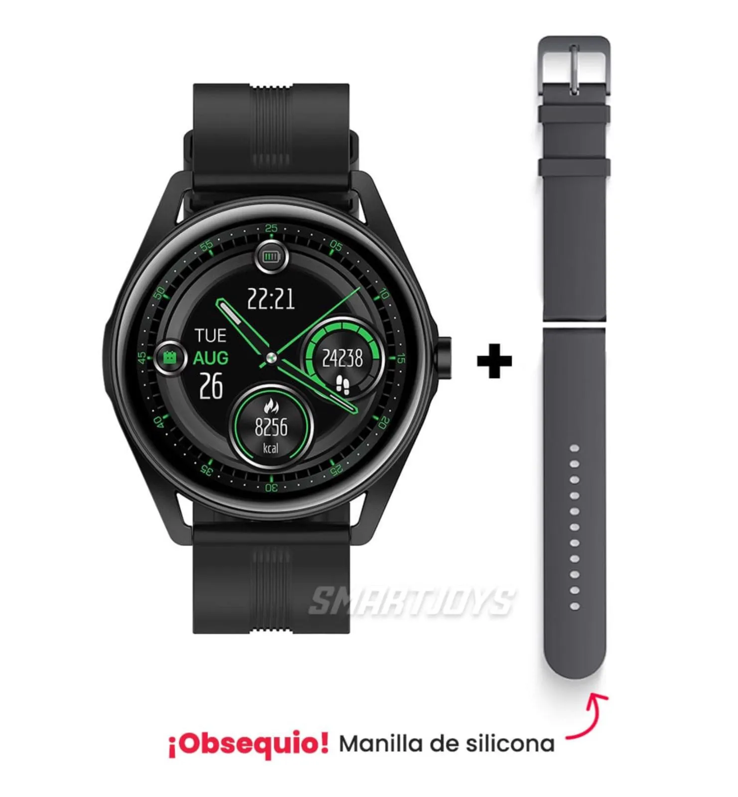 Reloj Inteligente SmartWatch Amoled + Audífonos I12 Bluetooth Negro
