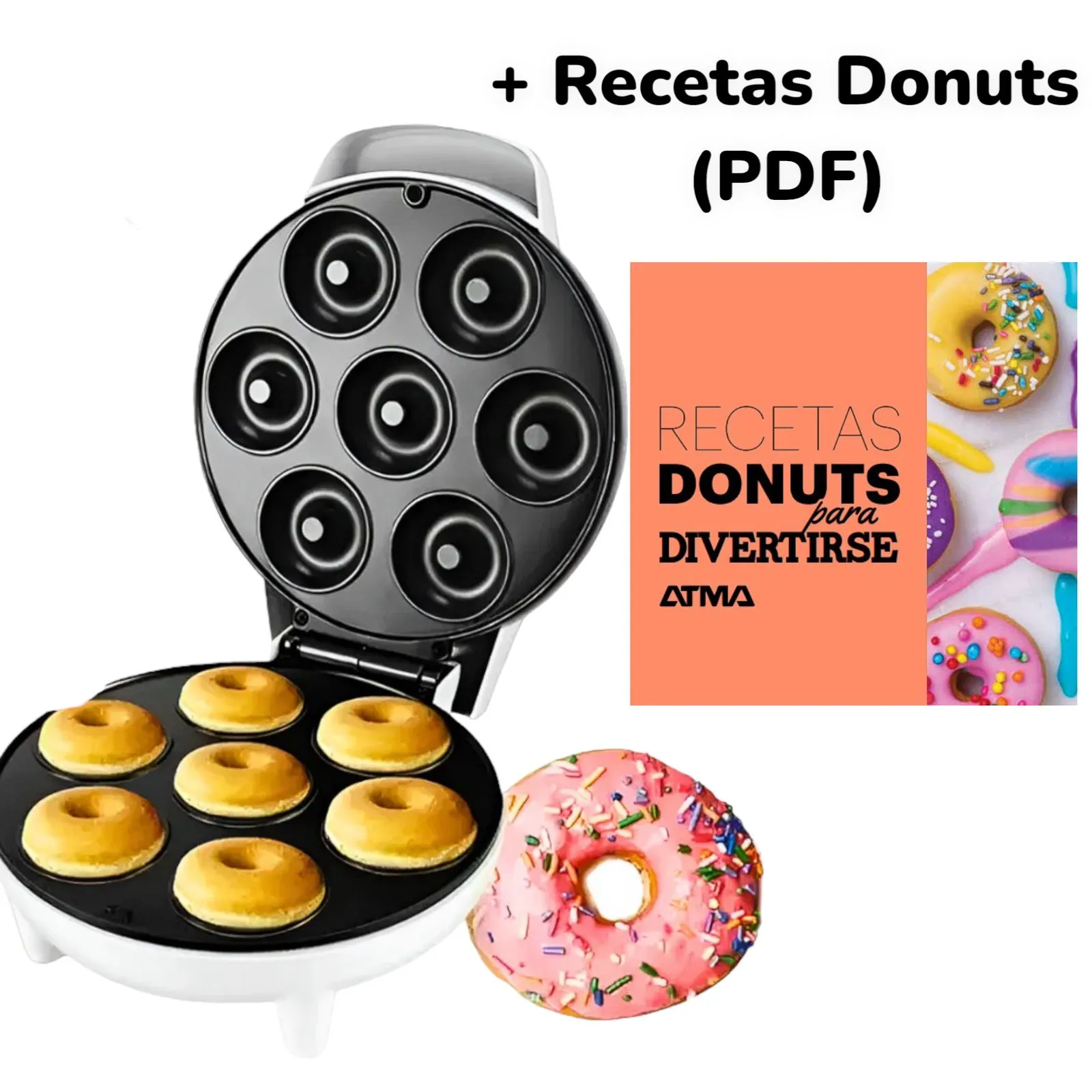 Mini Maquina de Donuts x7 + Recetario de Donuts PDF