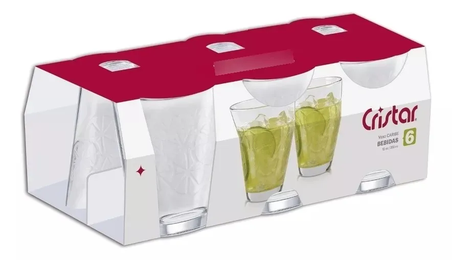 Set De 6 Vasos Cristar Caribe X 6 12 Oz/355cm 0683cl6