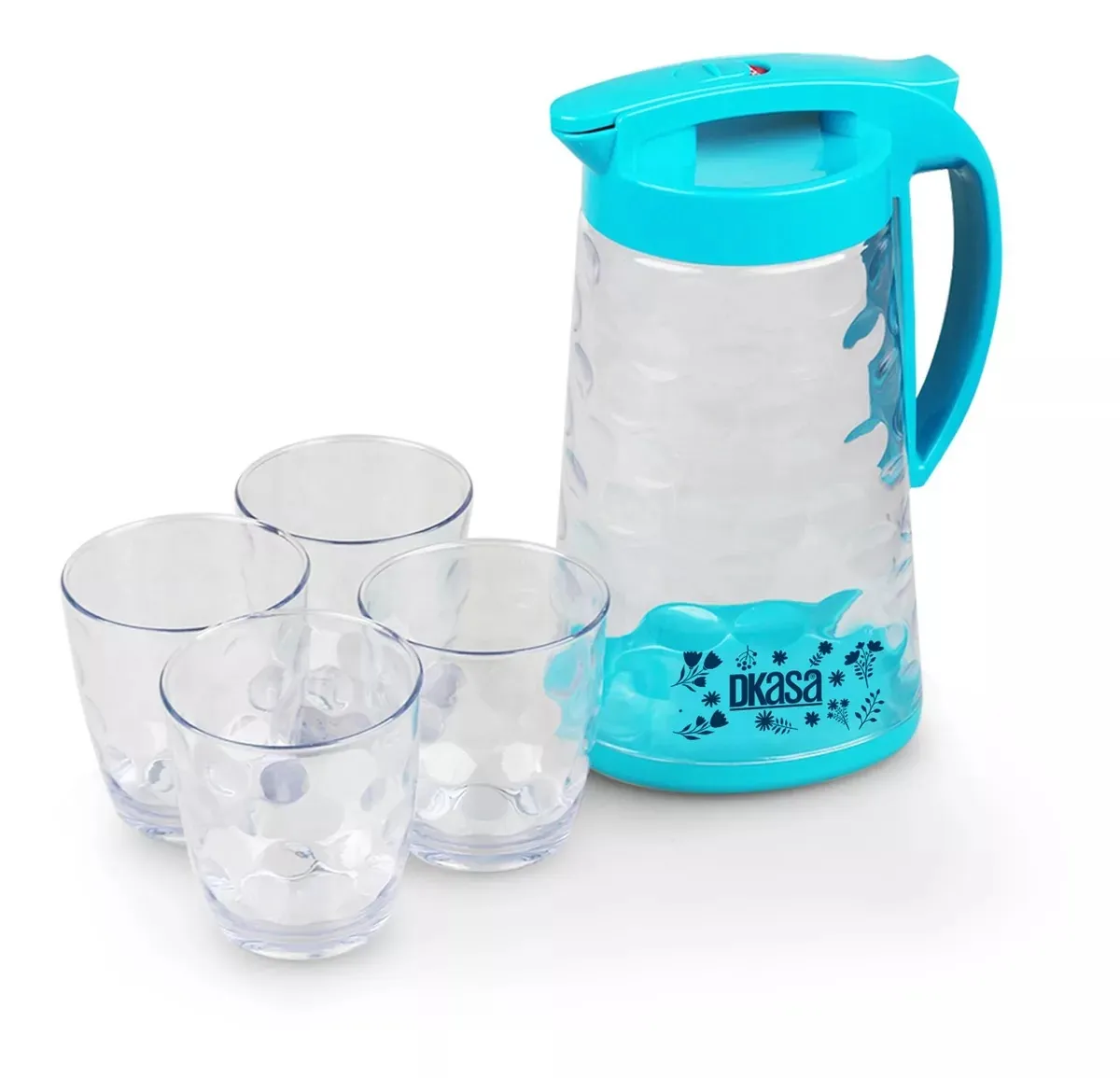 Set Jarra Y 4 Vasos Azul Plastic Color 1.8 Litros