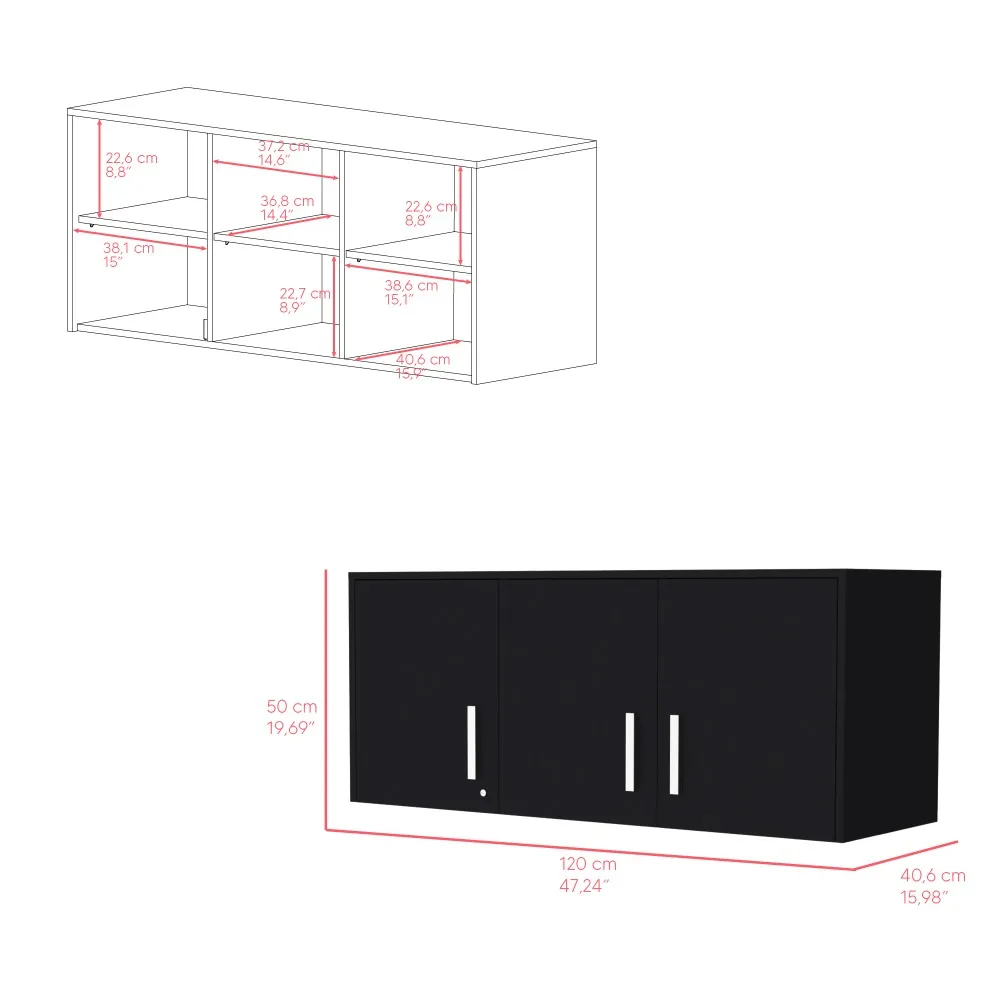 Gabinete Multiusos Sándalo, Wengué, con cerradura y llave para puerta