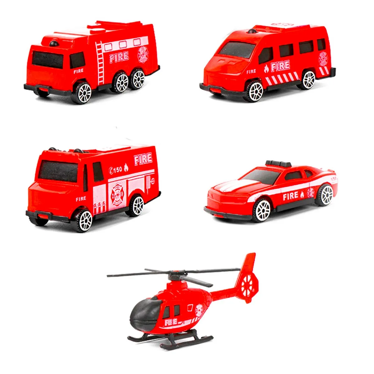 Carro Helicoptero Camion Coleccionable Bombero Niños X 5 Pcs