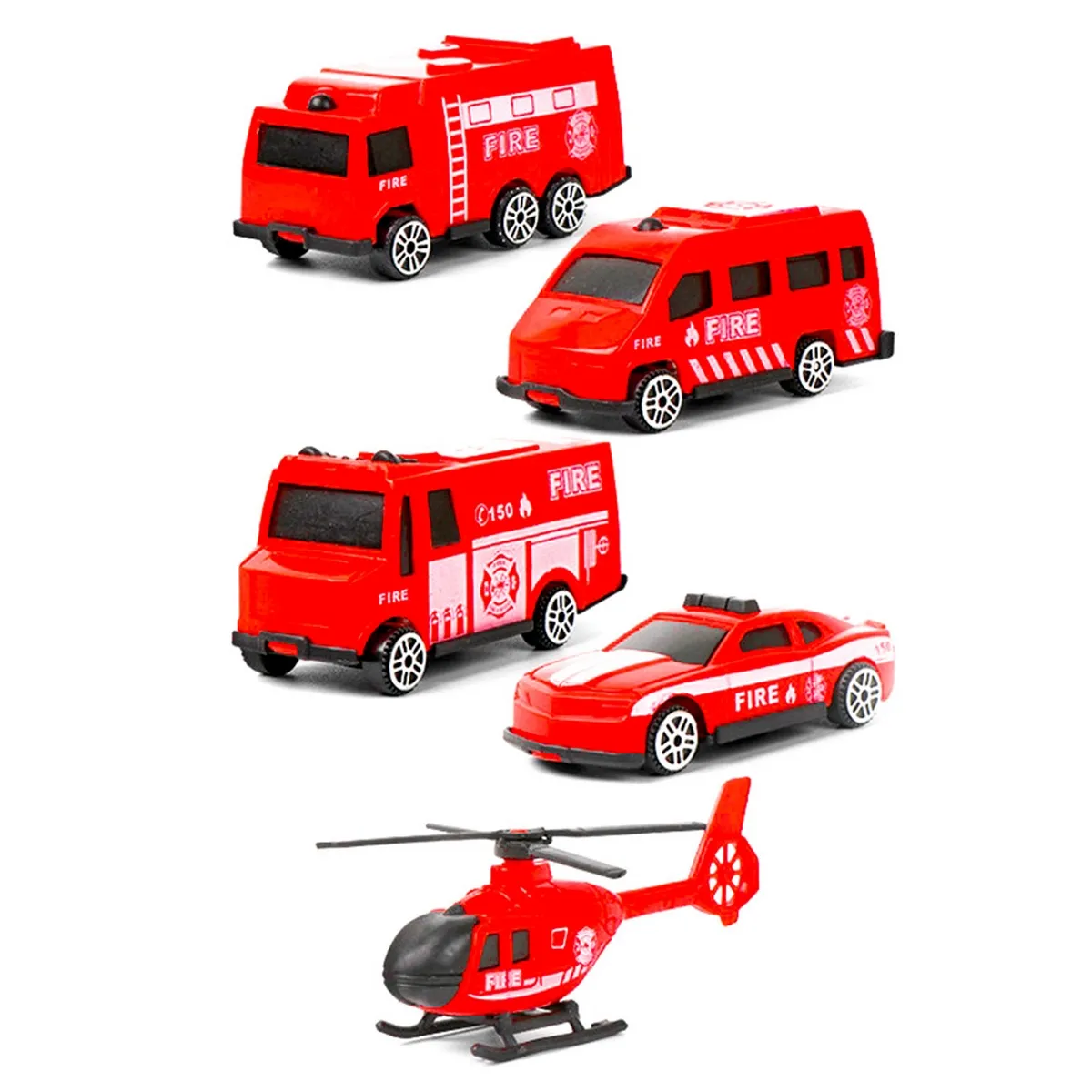 Carro Helicoptero Camion Coleccionable Bombero Niños X 5 Pcs