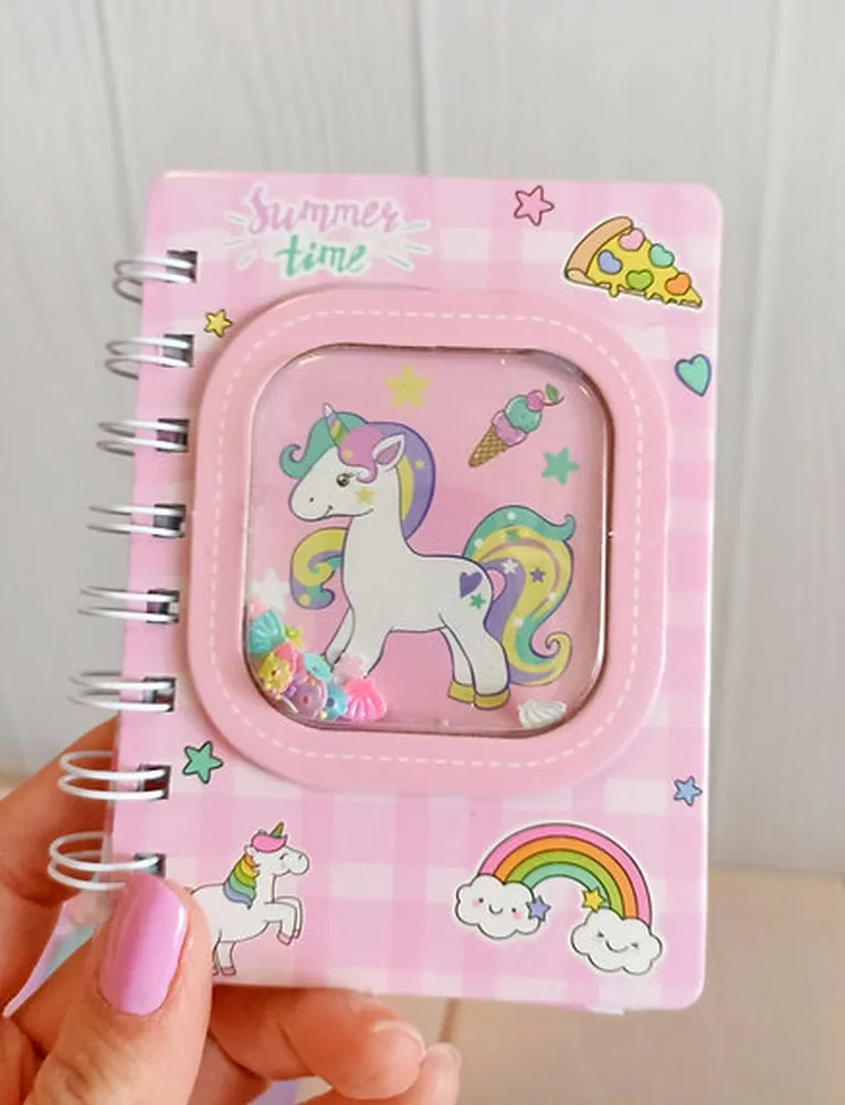 Agenda Libreta Diario Unicornio Pony 3d Corazones Estrellas