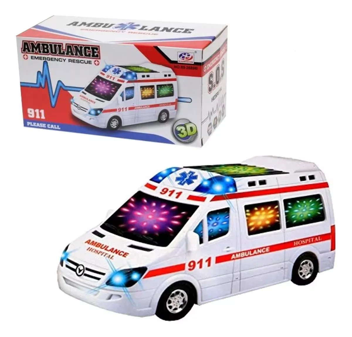 Ambulancia Luces Sonido Movimiento Juguete + Baterias