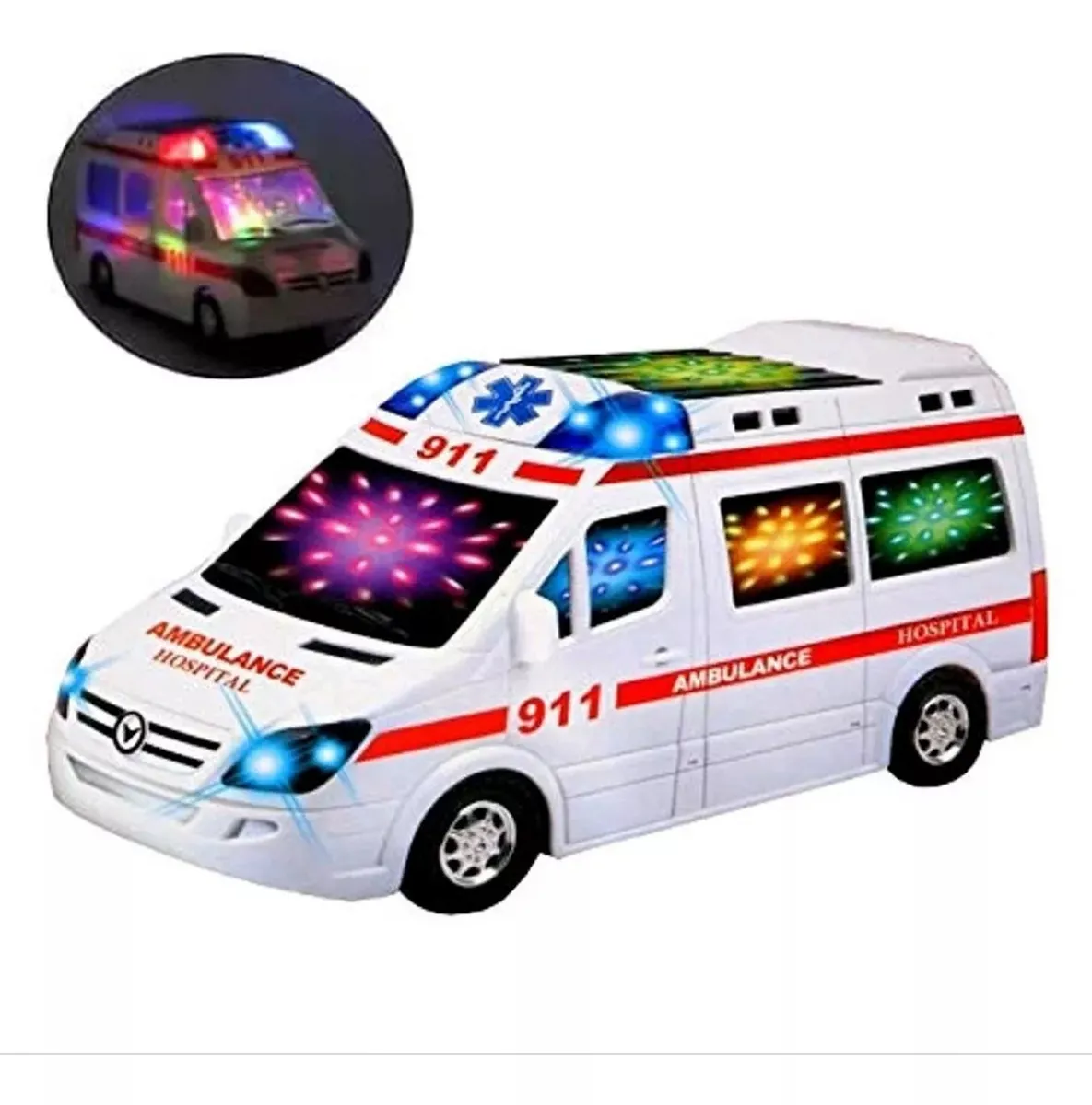 Ambulancia Luces Sonido Movimiento Juguete + Baterias