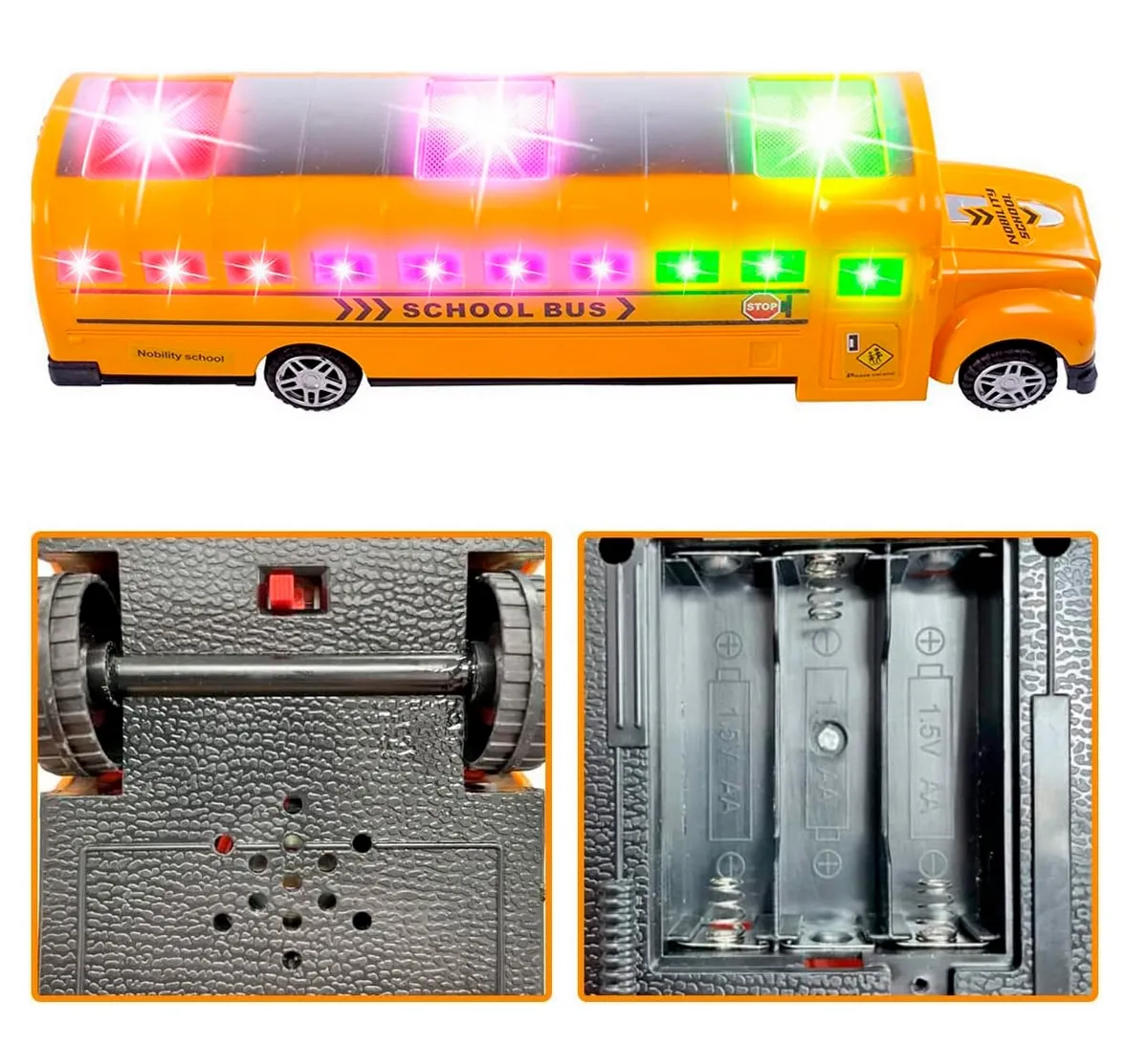 Carro Bus Escolar Luces Sonido Movimiento Juguete + Baterias