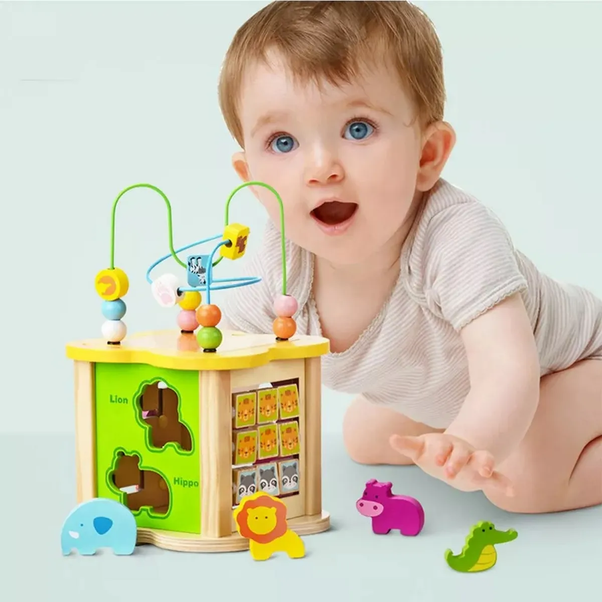 Cubo Para Bebes Madera Didactico Multifuncional Montessori