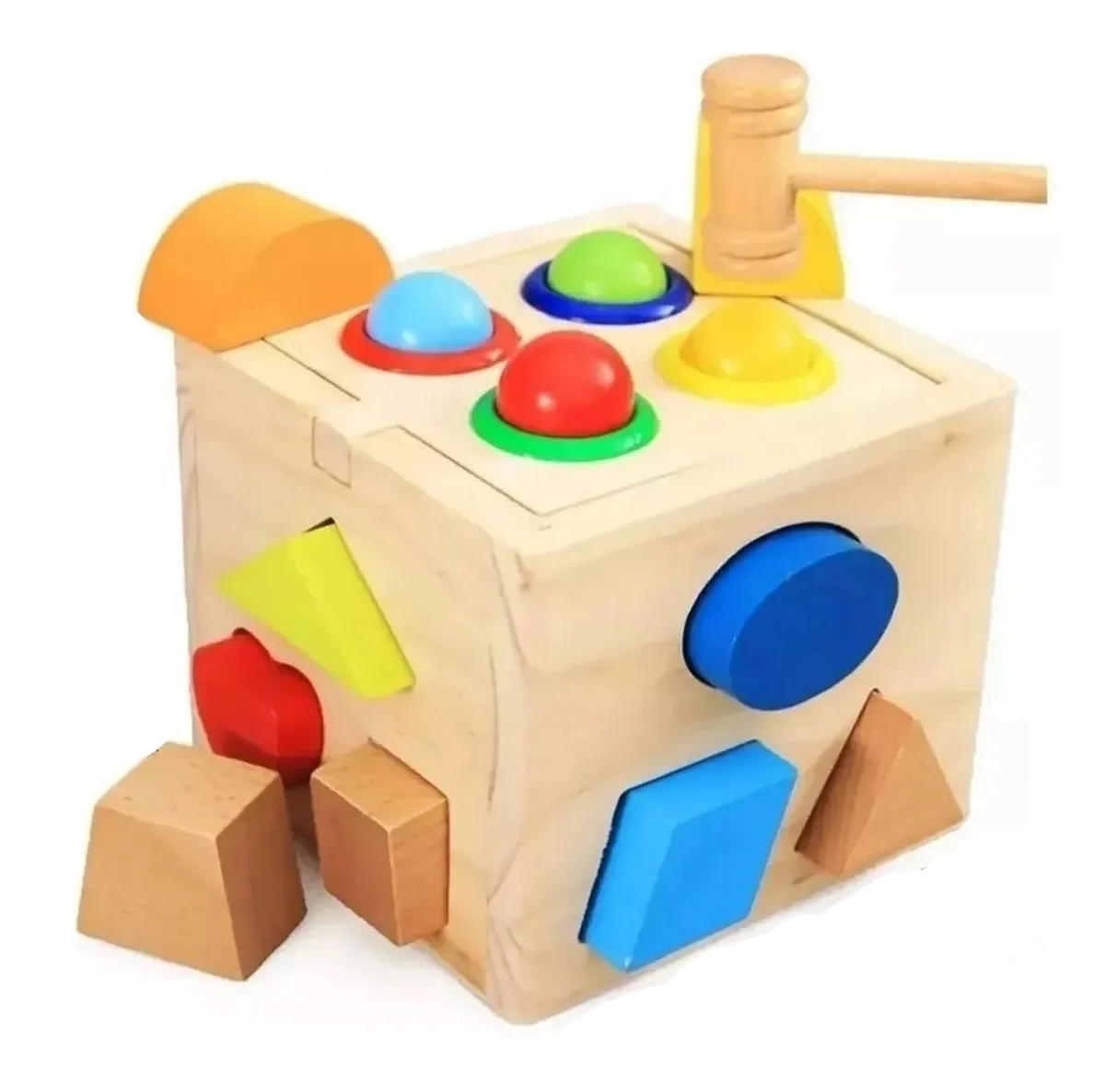 Juego Didáctico Cubo De Figuras Geométricas Color Montessori