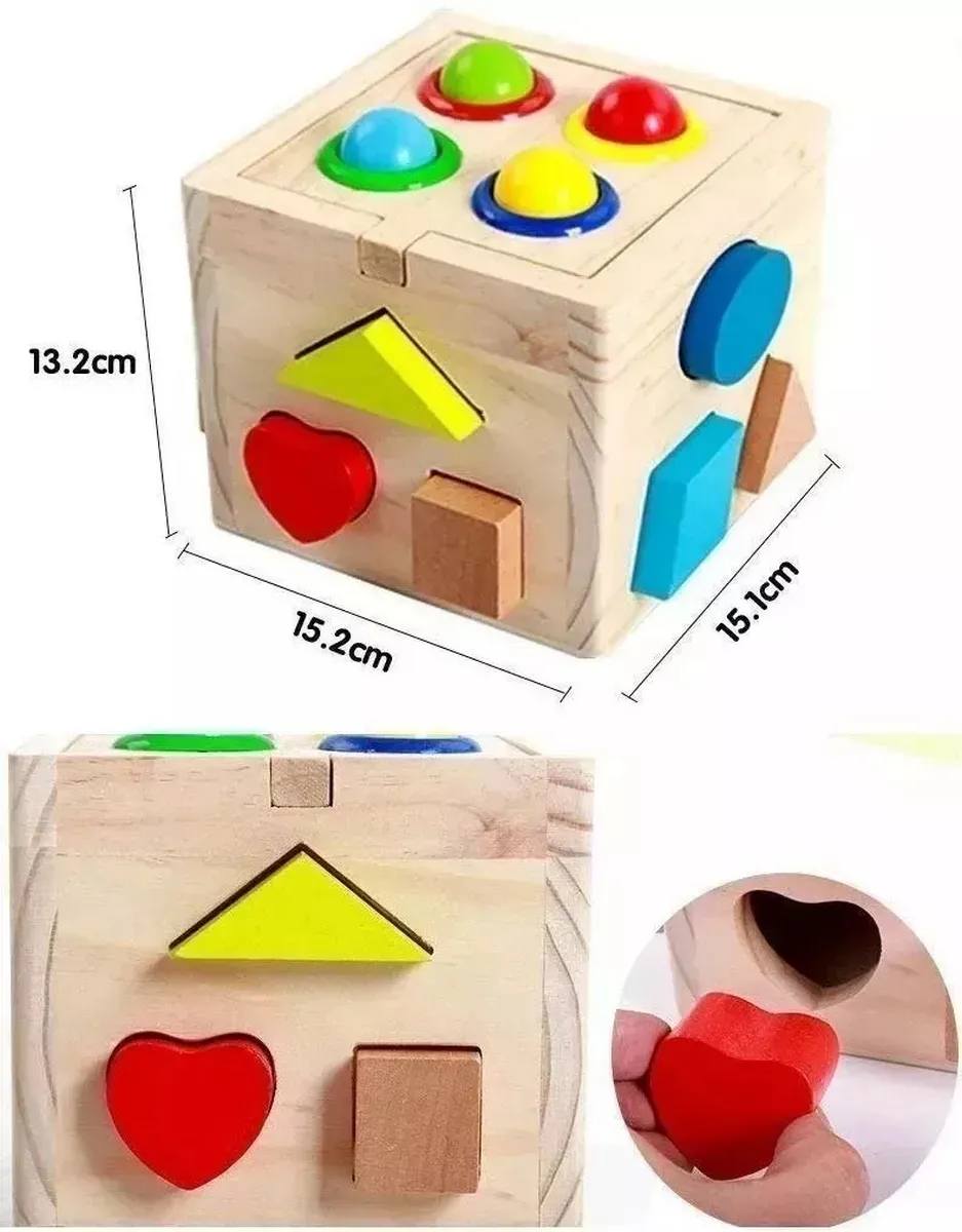 Juego Didáctico Cubo De Figuras Geométricas Color Montessori