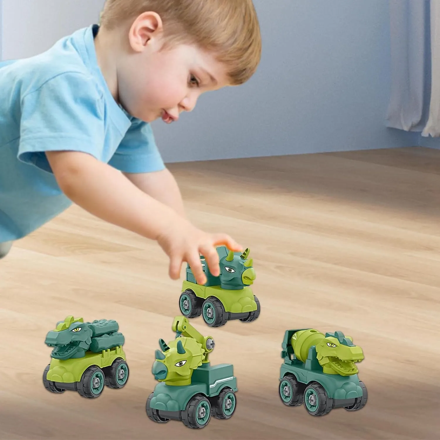 Colección Carros Construccion Dinosaurio Armables Niños