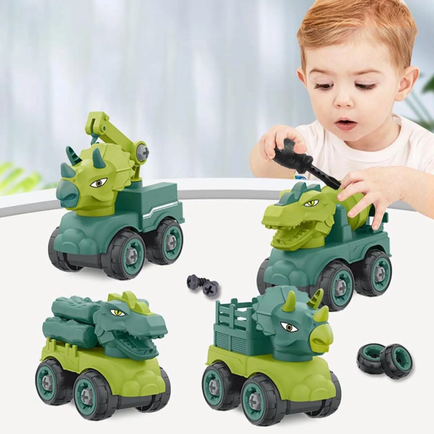 Colección Carros Construccion Dinosaurio Armables Niños