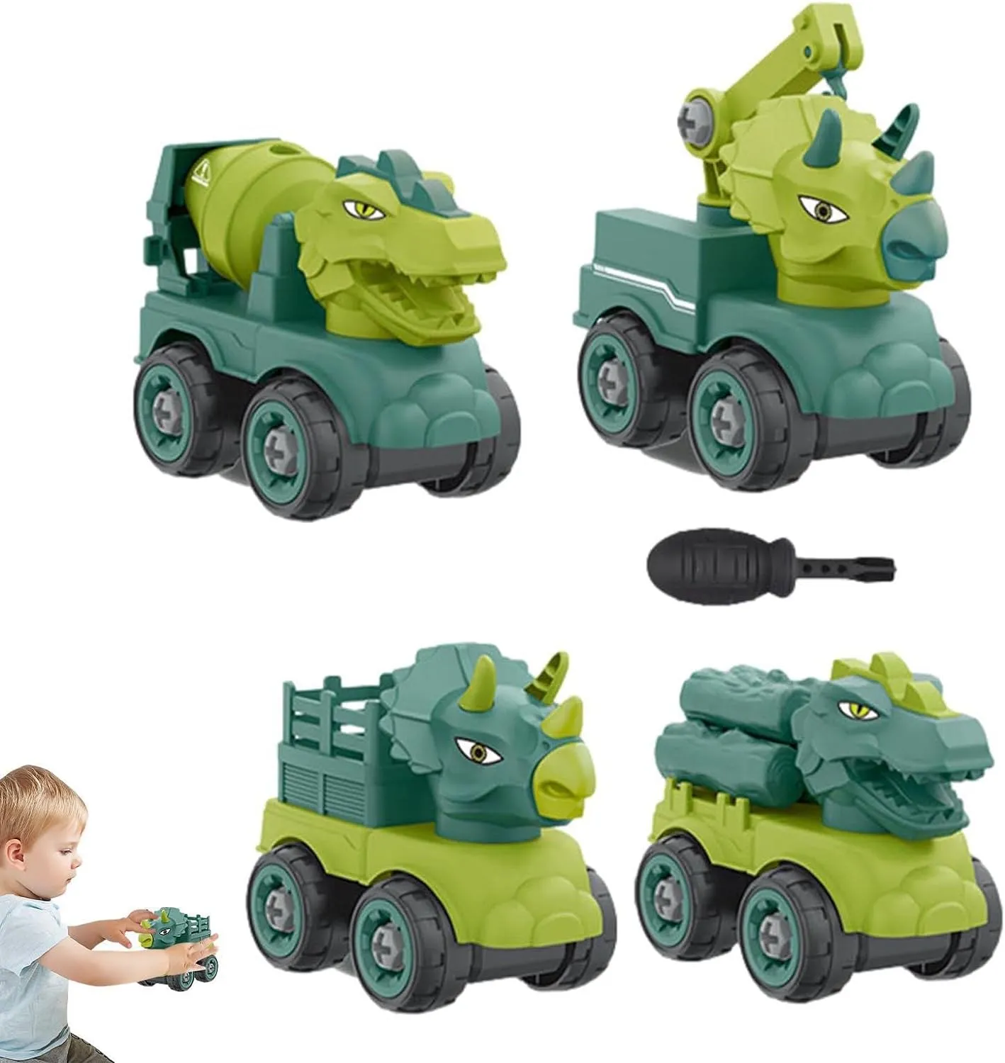 Colección Carros Construccion Dinosaurio Armables Niños