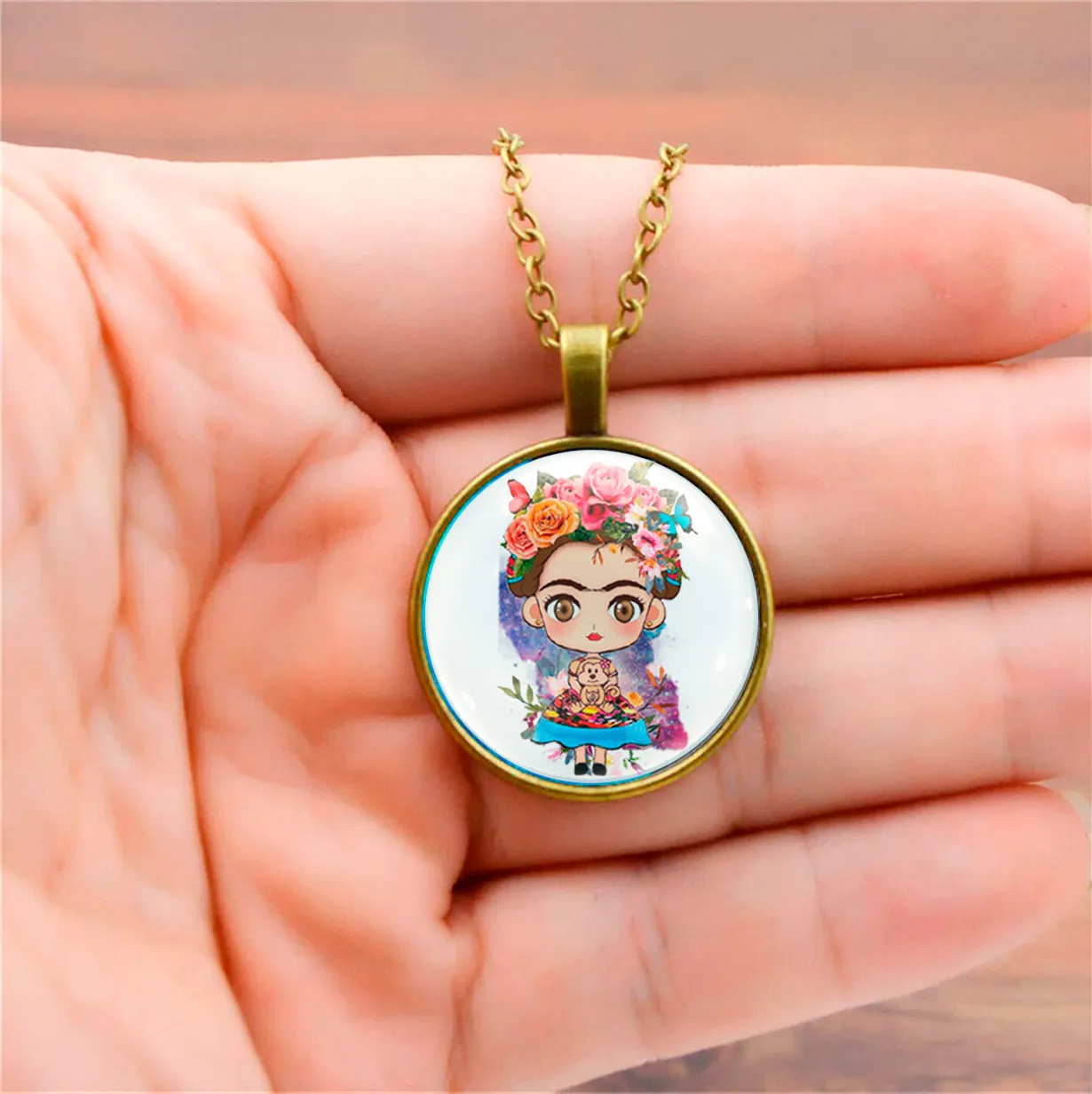 Collar Frida Kahlo Muñeca Unisex + Estuche