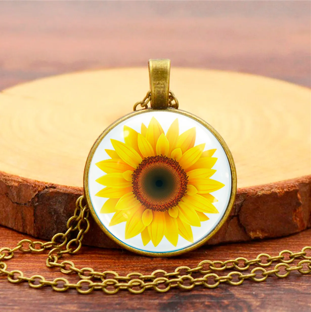 Collar Flor Girasol Mujer Detalle + Estuche