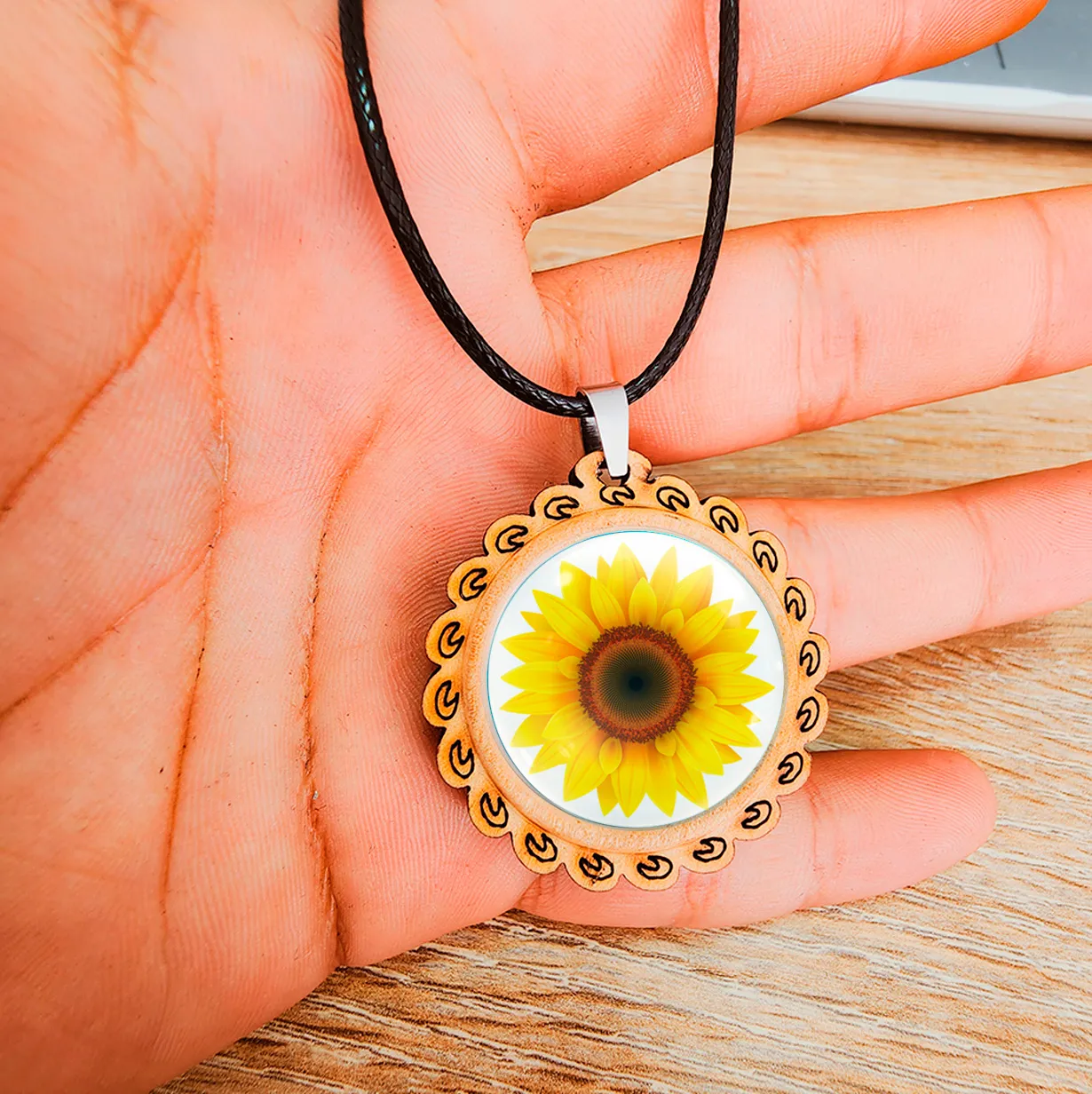 Collar Flor Girasol Mujer Detalle + Estuche