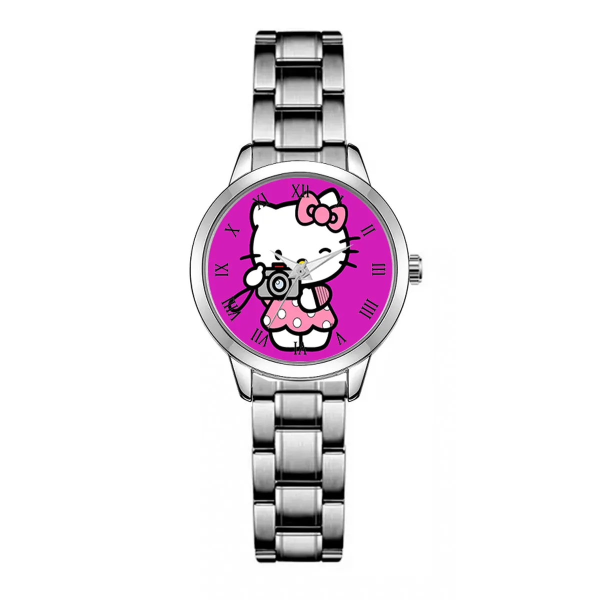 Reloj Hello Kitty Gata Acero Dama + Estuche