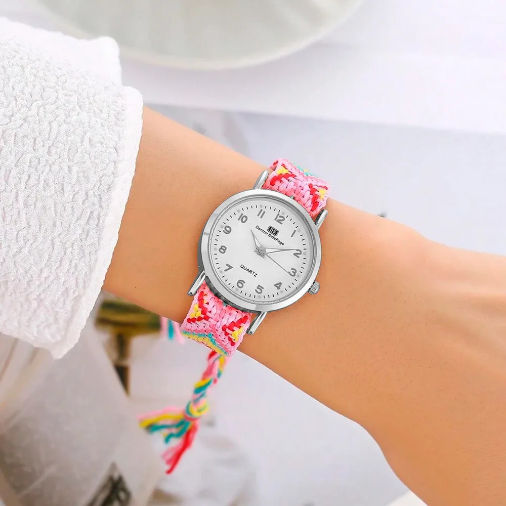 Reloj Tejido Artesanal Dama Mujer + Estuche