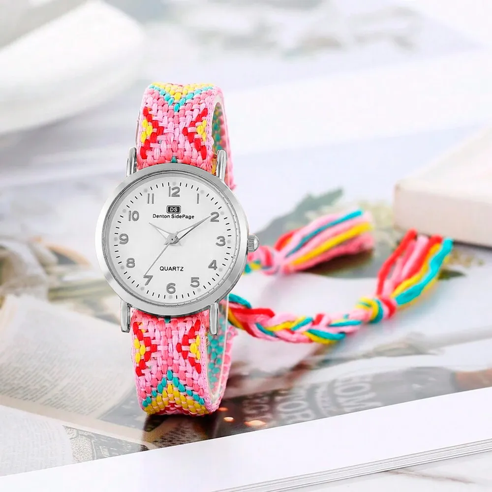 Reloj Tejido Artesanal Dama Mujer + Estuche