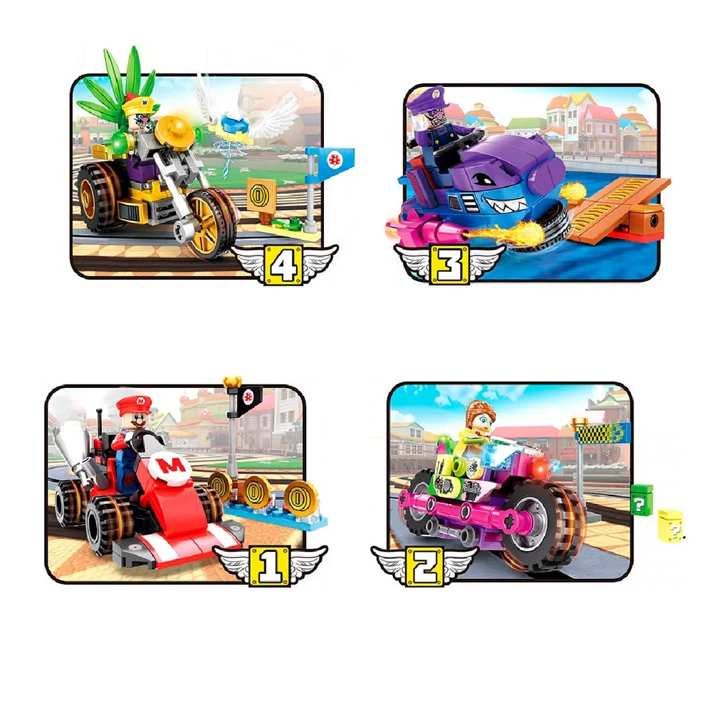 Super Mario Bros Mario Kart Cars Construcción X 4 Unidades