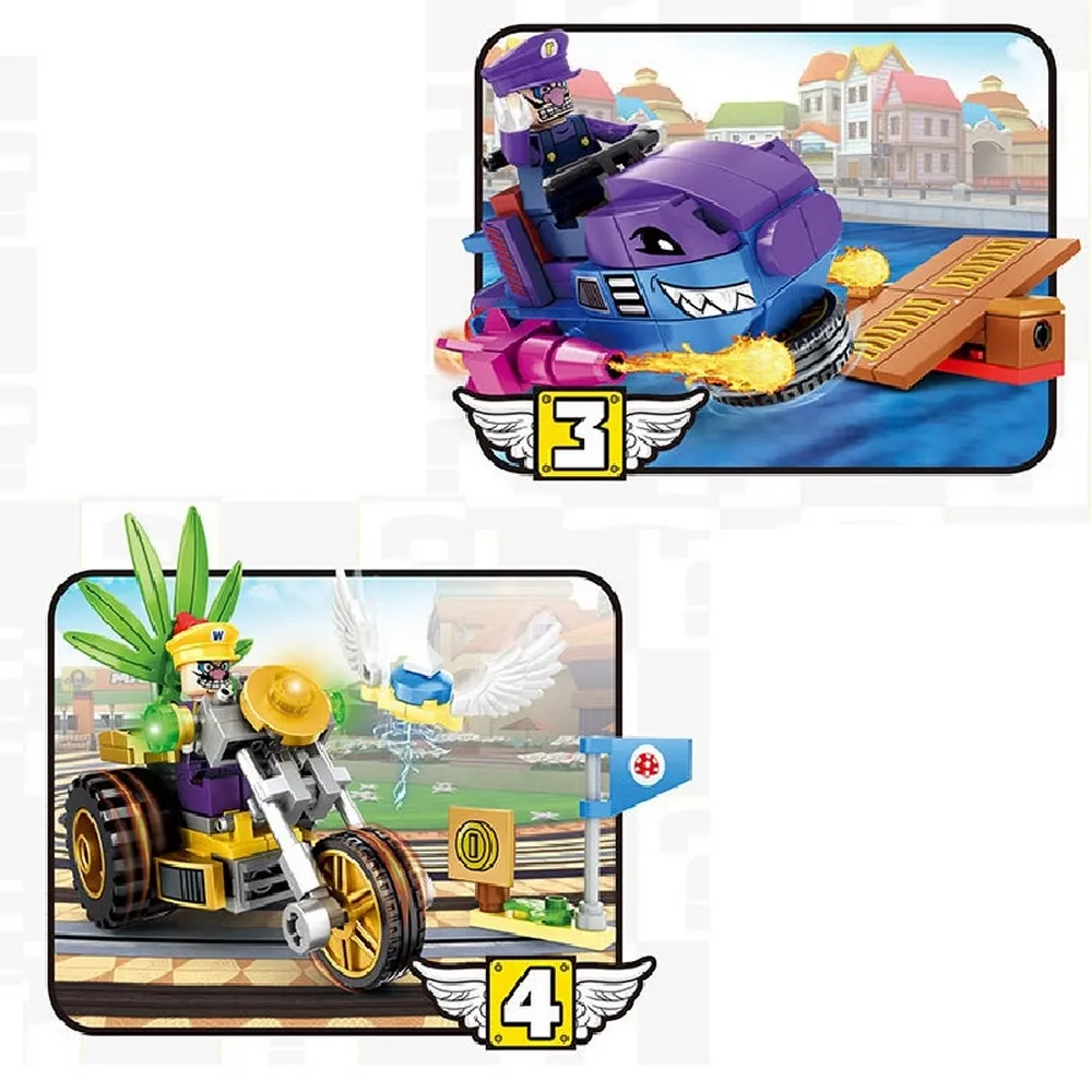 Super Mario Bros Mario Kart Cars Construcción X 4 Unidades