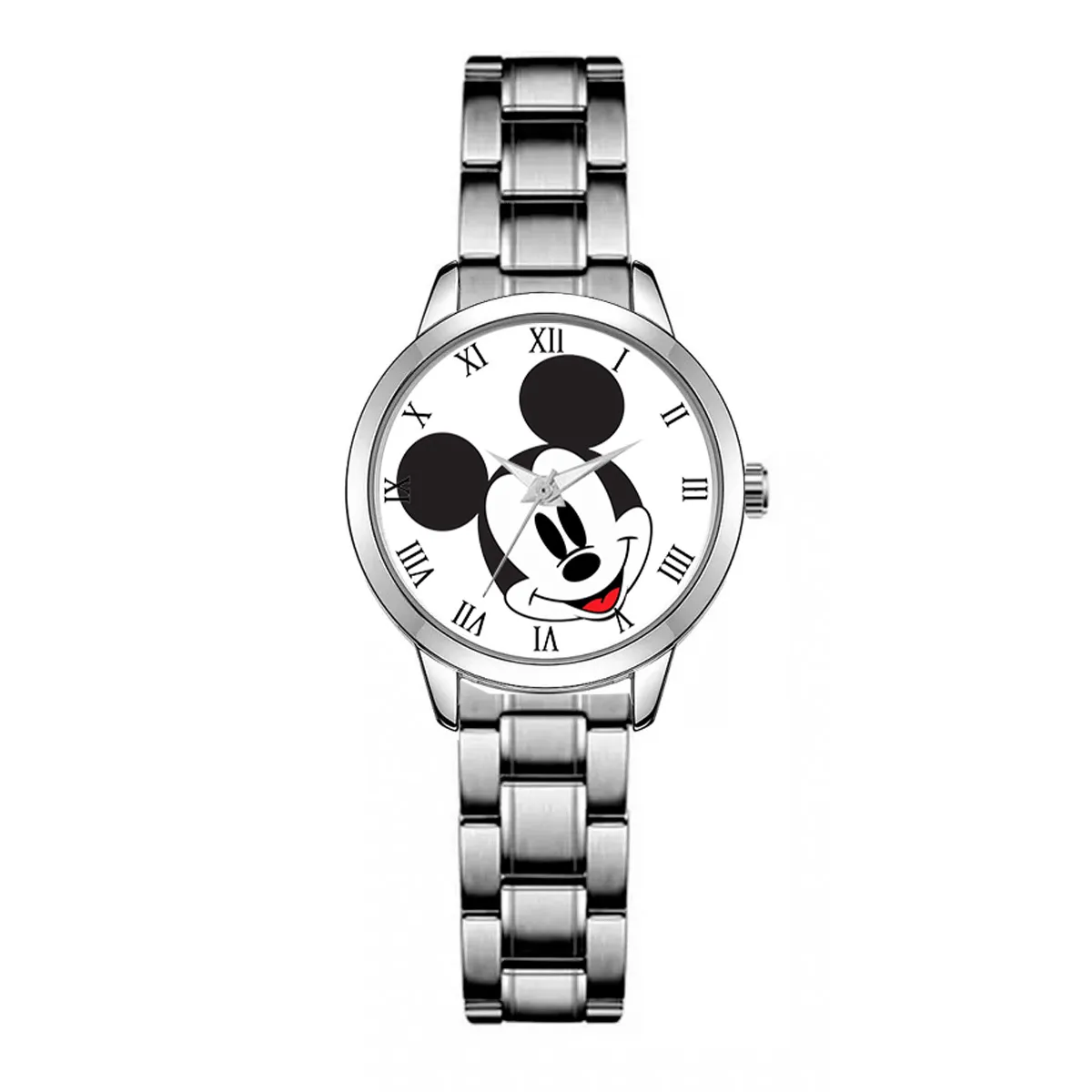 Reloj Mickey Mouse Acero Dama Mickei + Estuche