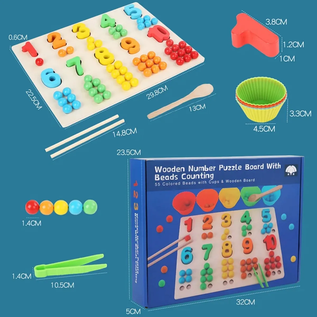 Juego Madera Puzzle Matemática Didáctico Interactivo Colores