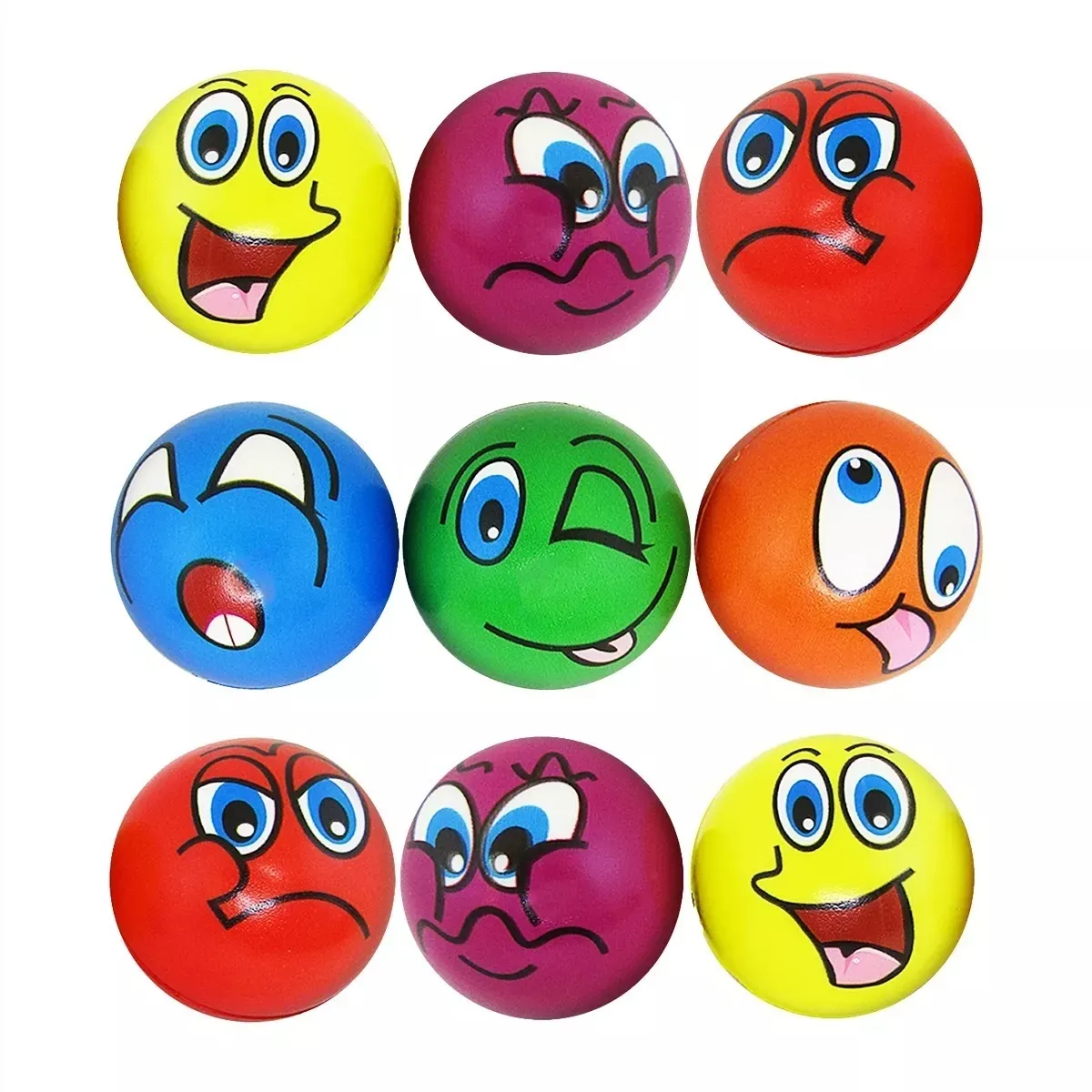 Pelota Bola Antiestrés Emoticones Multicolor X 12 Unidades