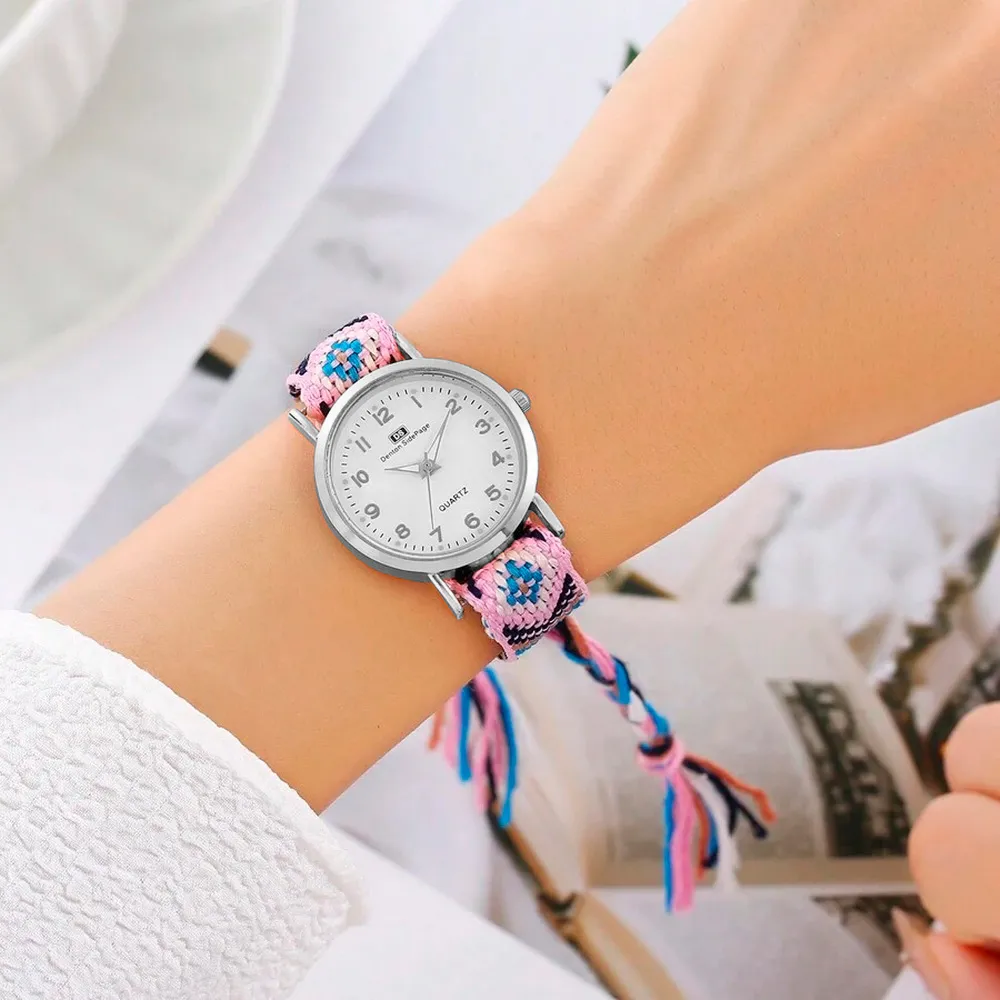 Reloj Tejido Artesanal Dama Mujer + Estuche