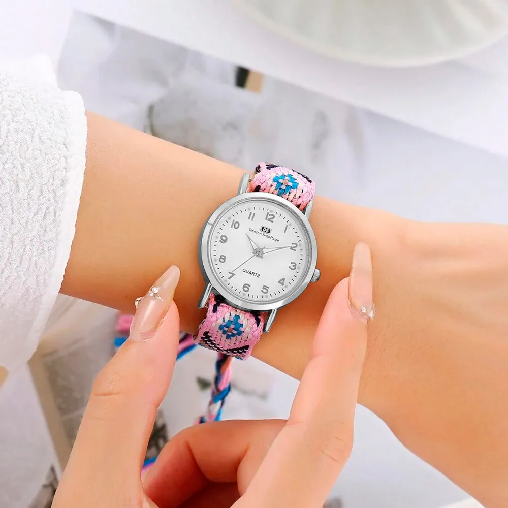 Reloj Tejido Artesanal Dama Mujer + Estuche